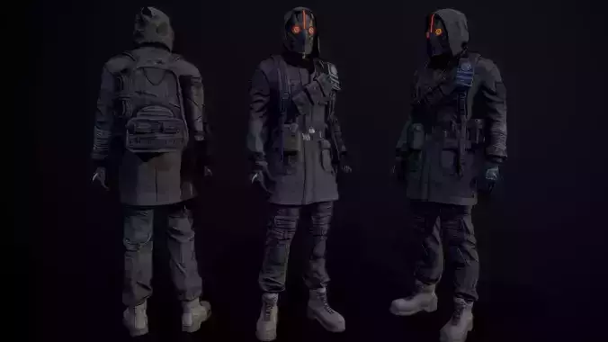 Post apocalyptic guy Low-poly 3D model
