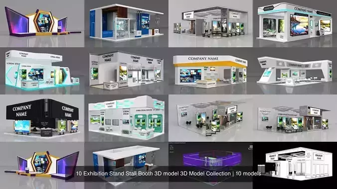 10 Exhibition Stand Stall Booth 3D model 3D Model Collection 