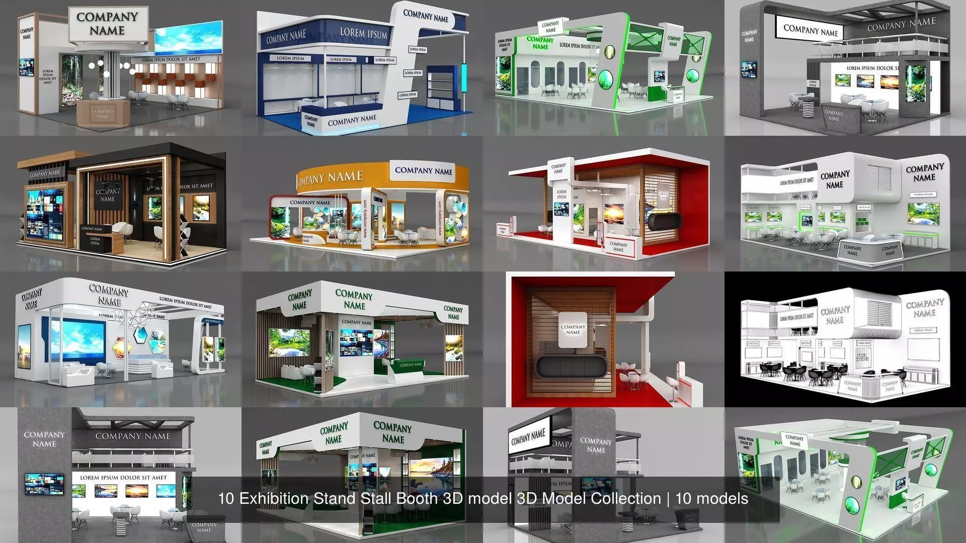 10 Exhibition Stand Stall Booth 3D model 3D Model Collection _0