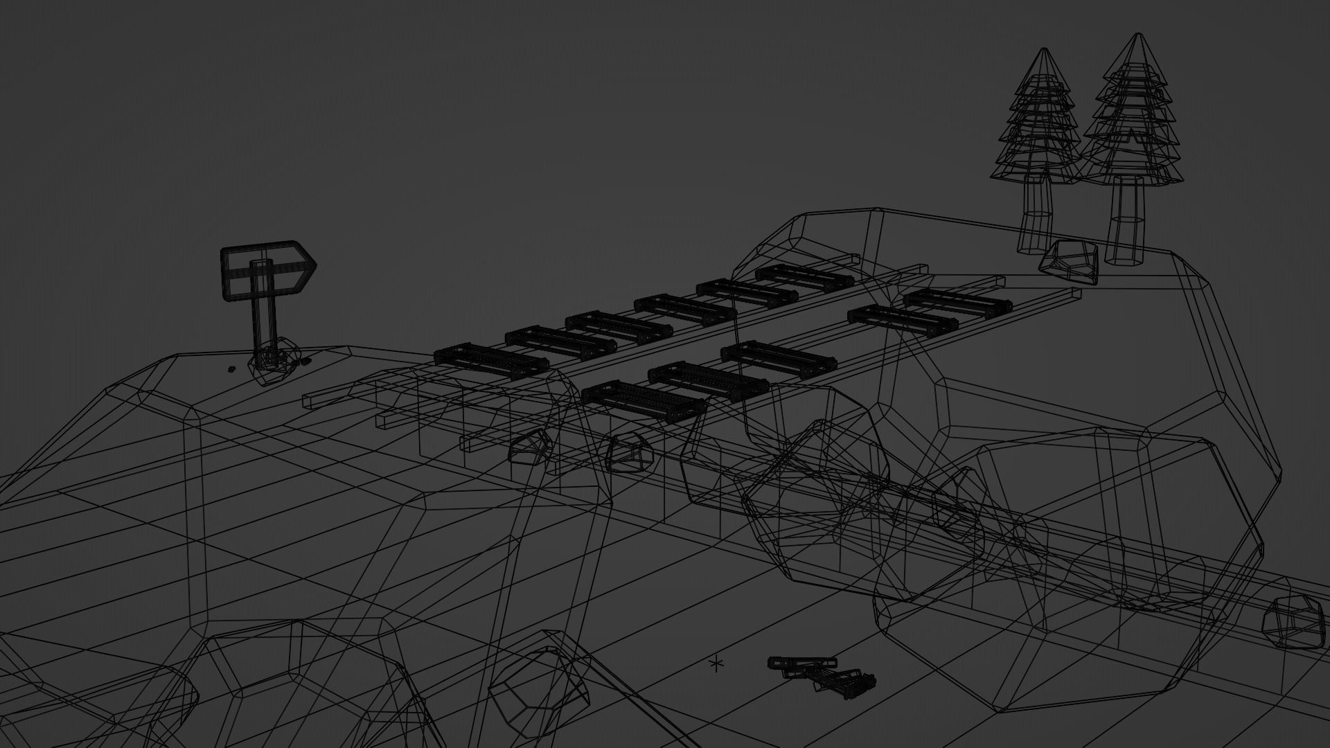 Cartoon Game Platform Low-poly 3D model_1