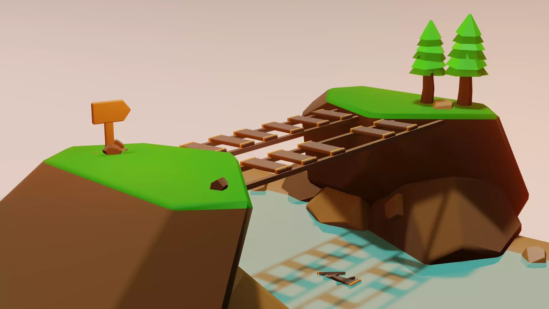 Cartoon Game Platform Low-poly 3D model_0