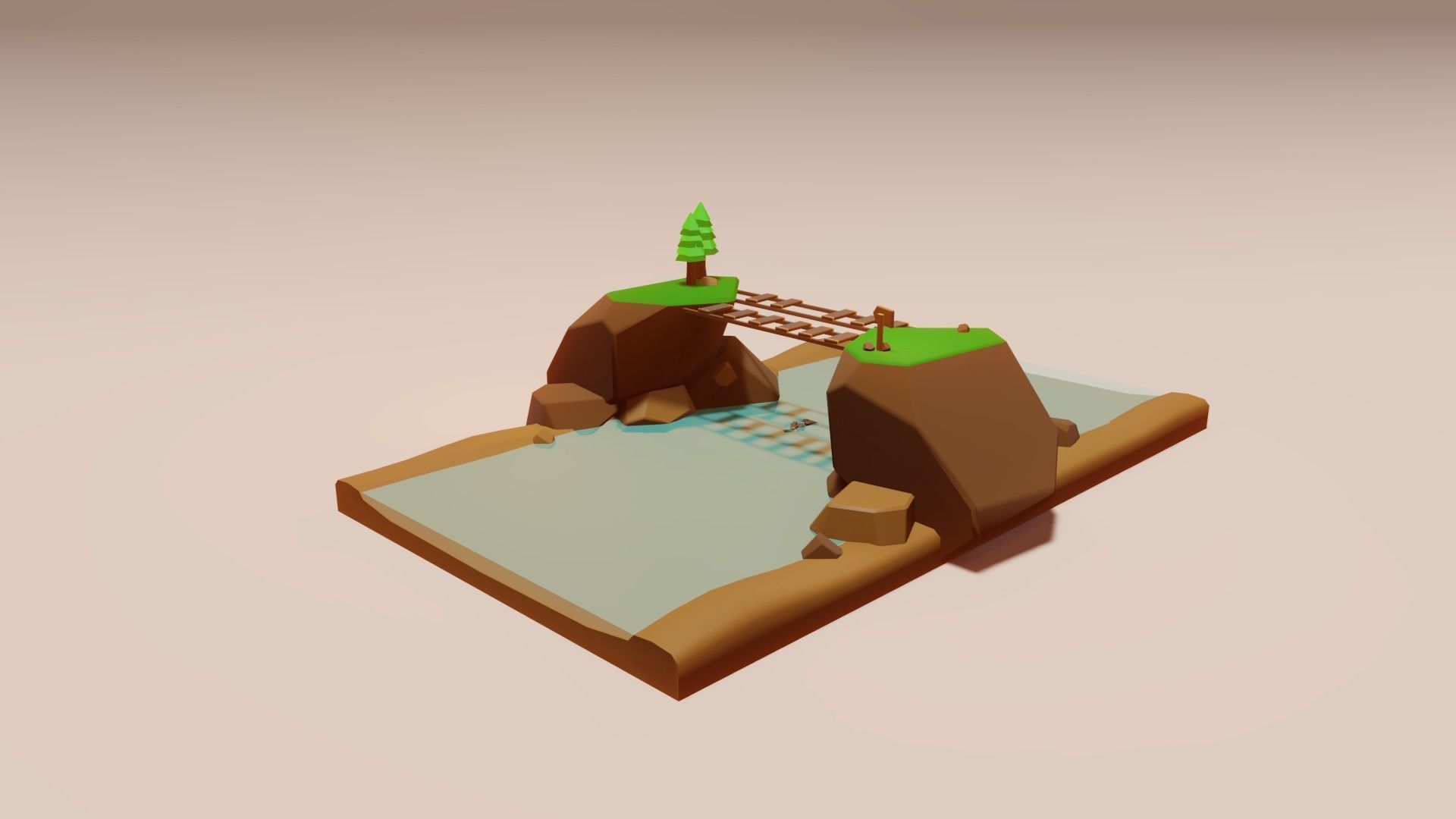 Cartoon Game Platform Low-poly 3D model_3