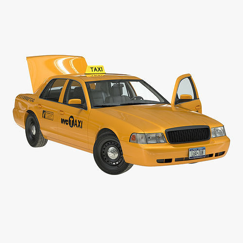 Ford Crown Victoria Yellow Taxi Rigged 3D model