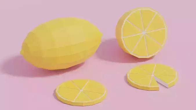 Low Poly Cartoon Lemon