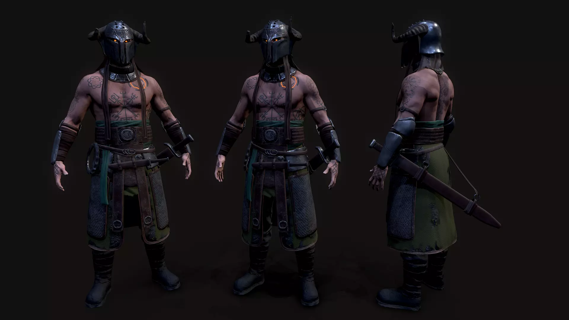 Hell Viking Low-poly 3D model_0