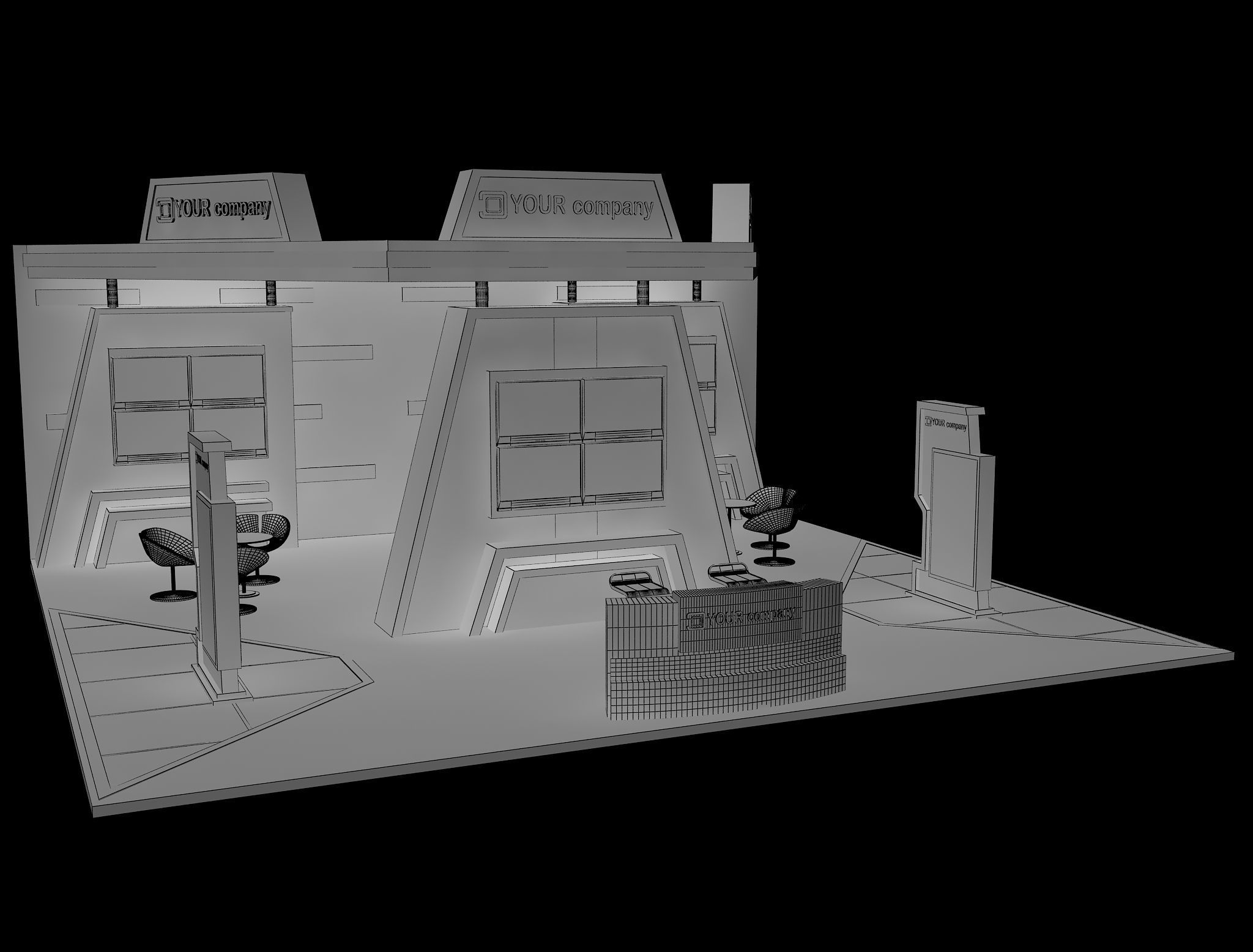 Booth Exhibition Stand a597b 3D model_3