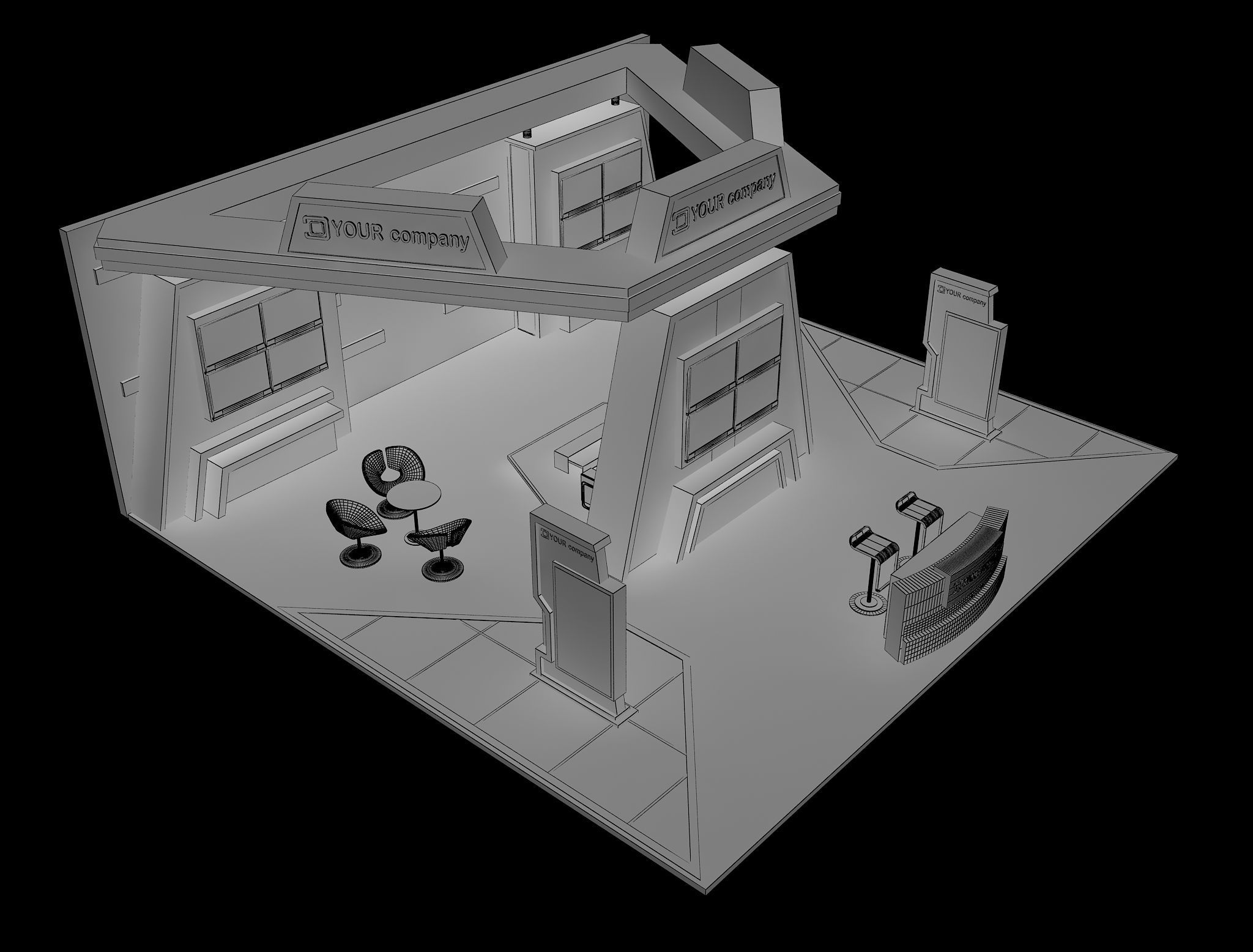 Booth Exhibition Stand a597b 3D model_1