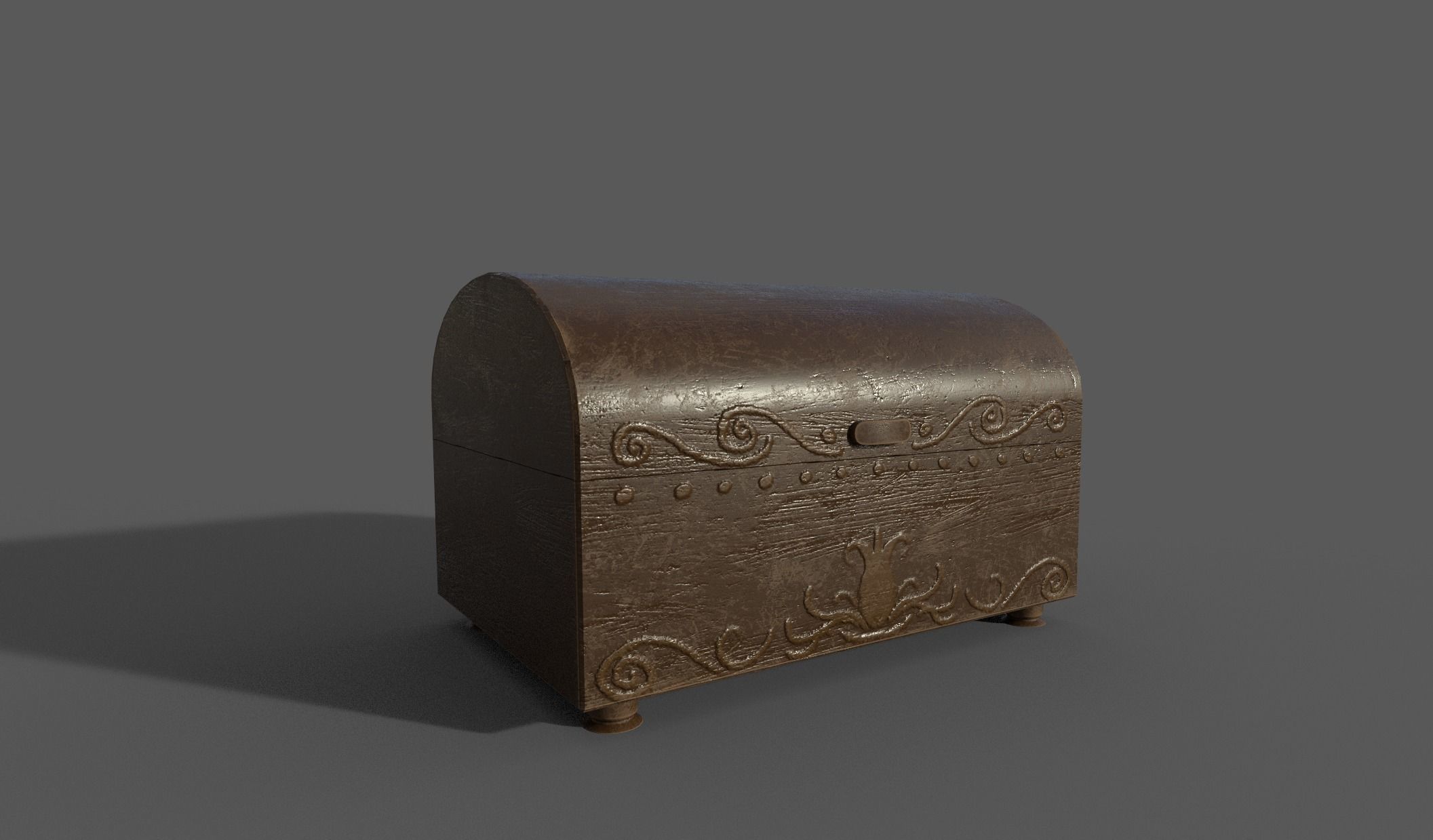 Golden Coin with Chestbox and pouch Low-poly 3D model_6