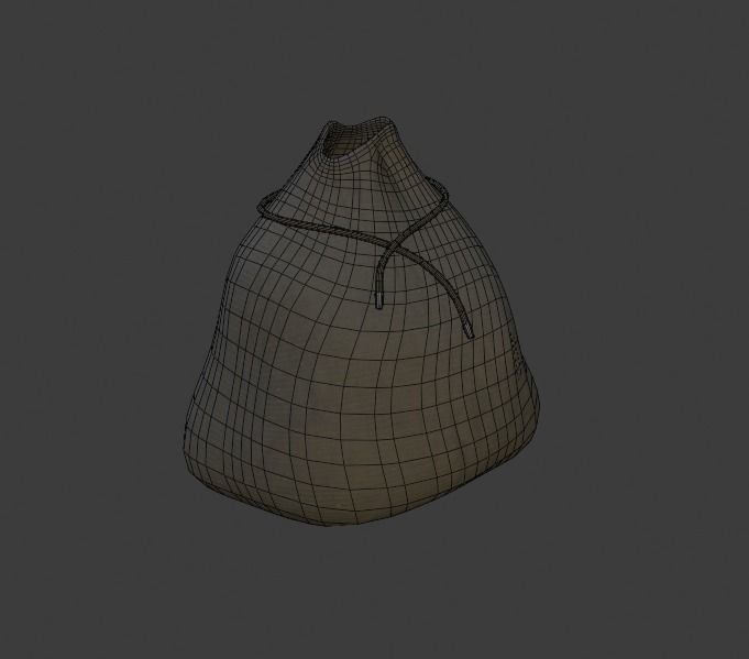 Golden Coin with Chestbox and pouch Low-poly 3D model_5