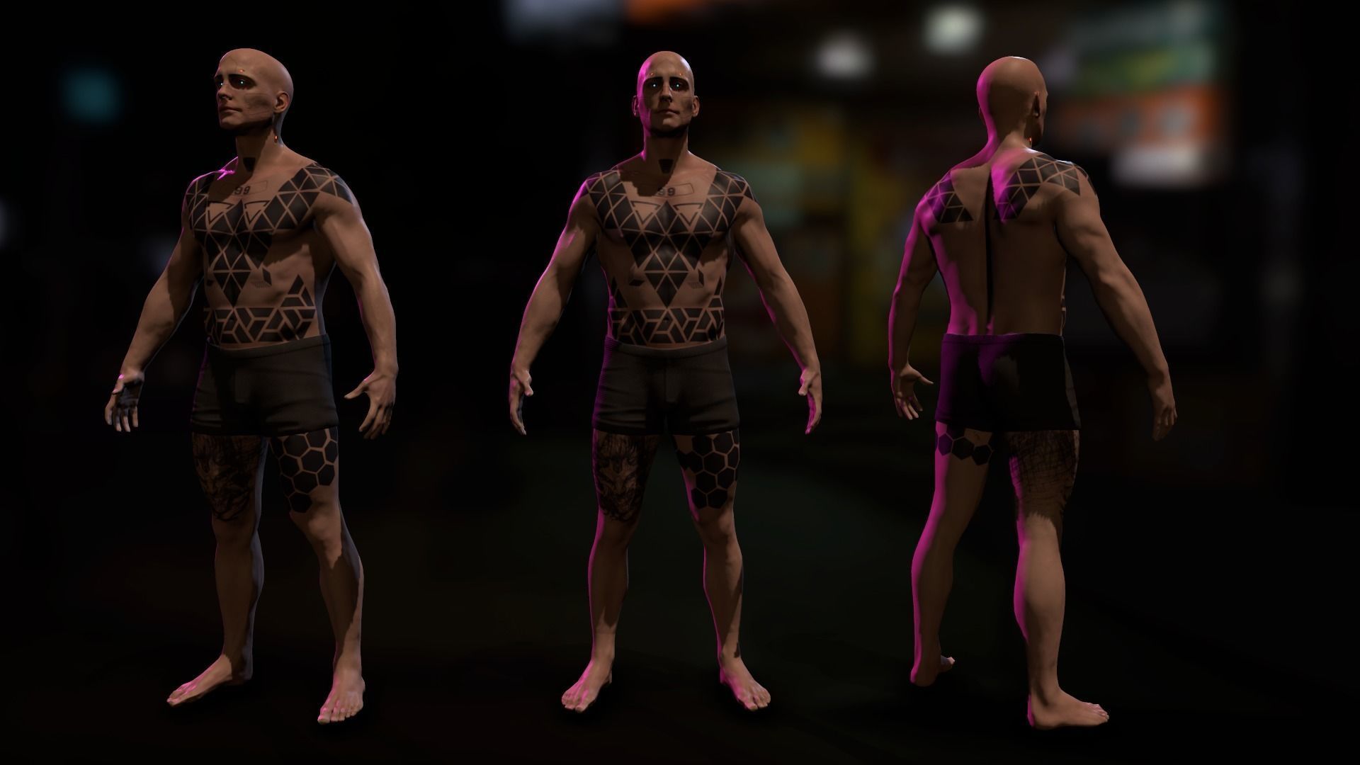 Cyberpunk Male Low-poly 3D model_8
