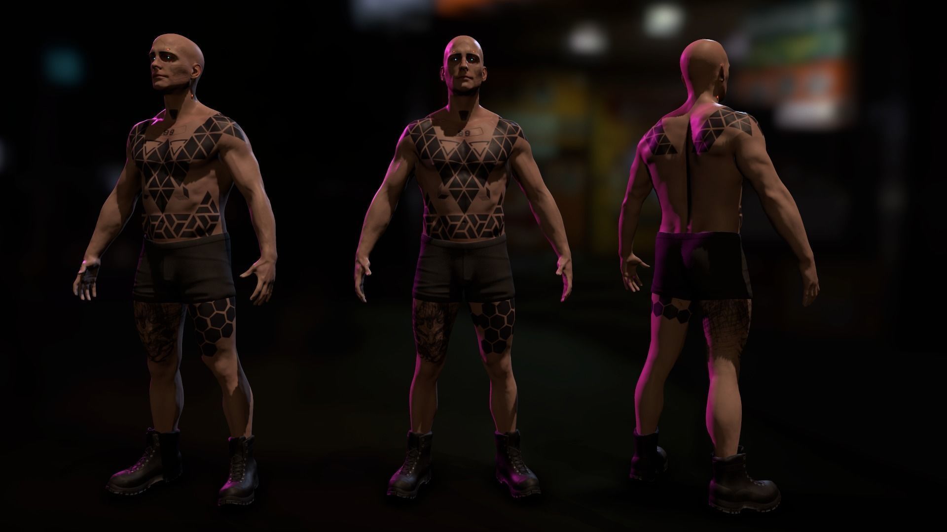 Cyberpunk Male Low-poly 3D model_7