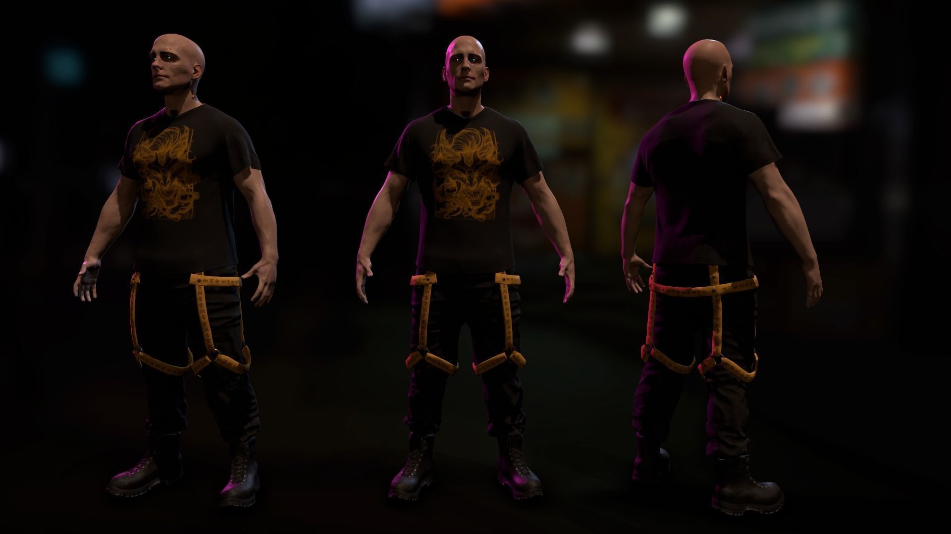 Cyberpunk Male Low-poly 3D model_4