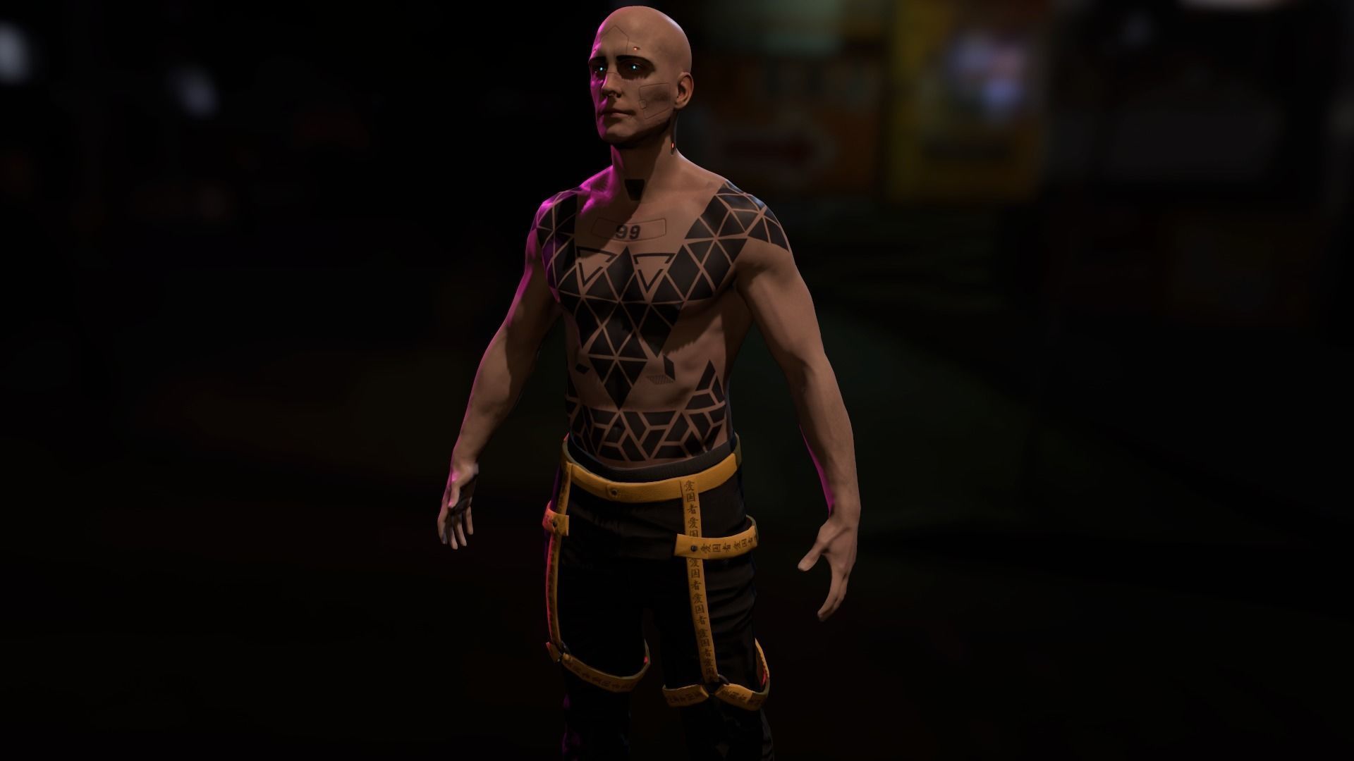 Cyberpunk Male Low-poly 3D model_29