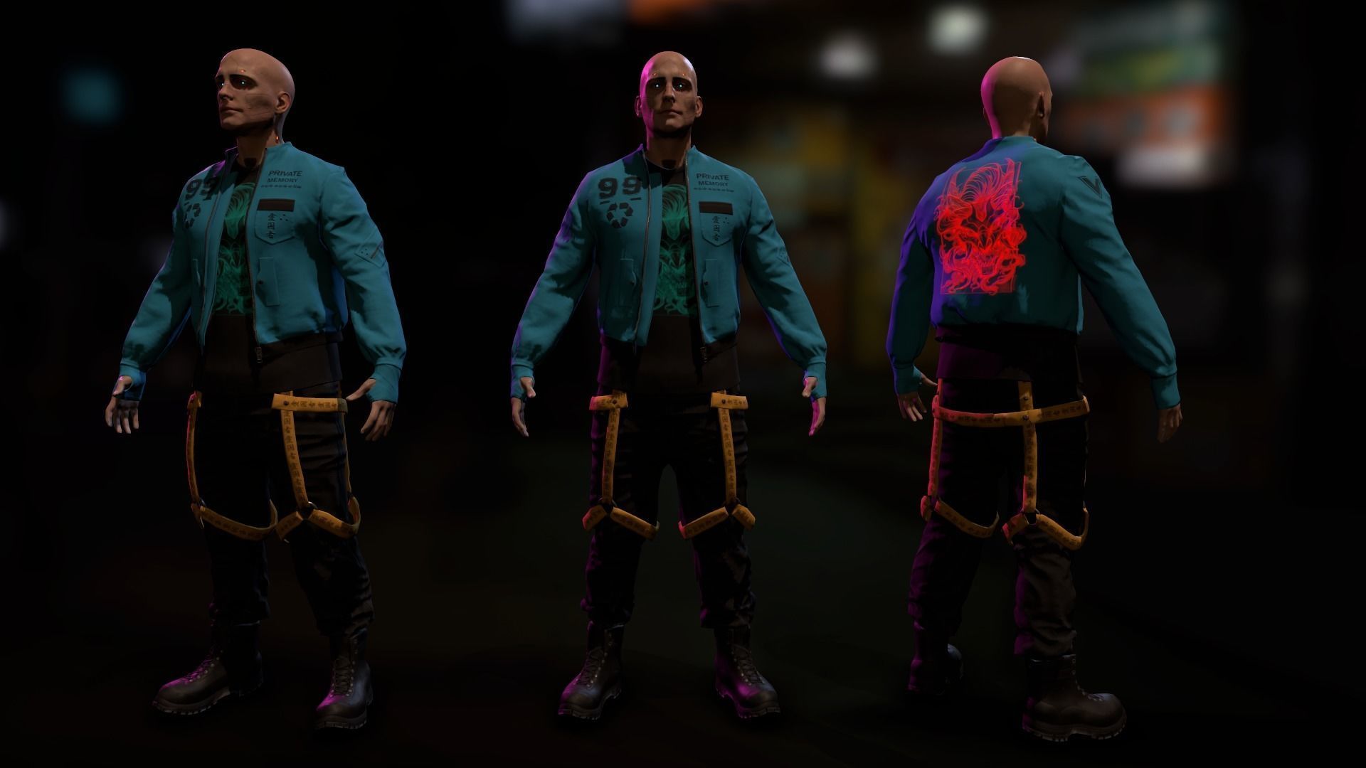 Cyberpunk Male Low-poly 3D model_2