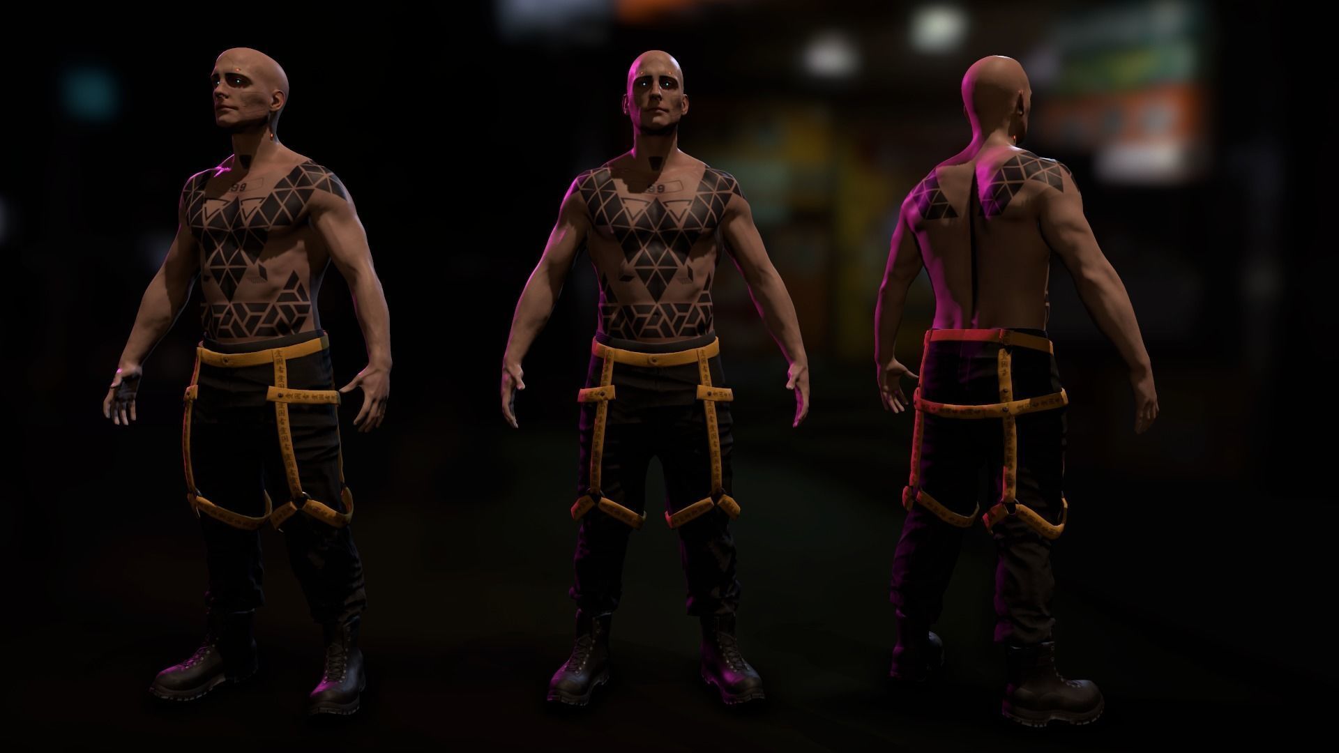 Cyberpunk Male Low-poly 3D model_5