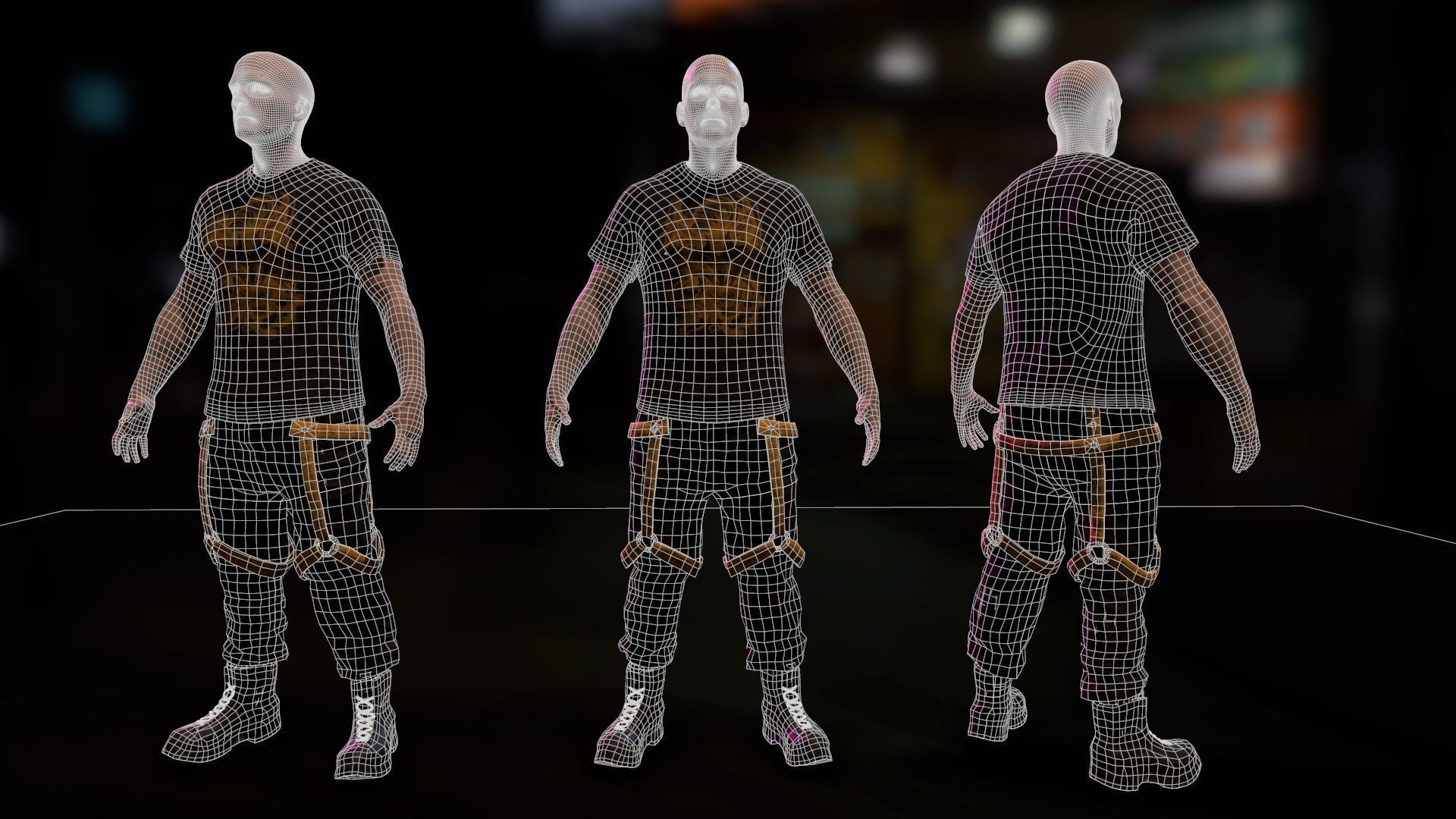 Cyberpunk Male Low-poly 3D model_12