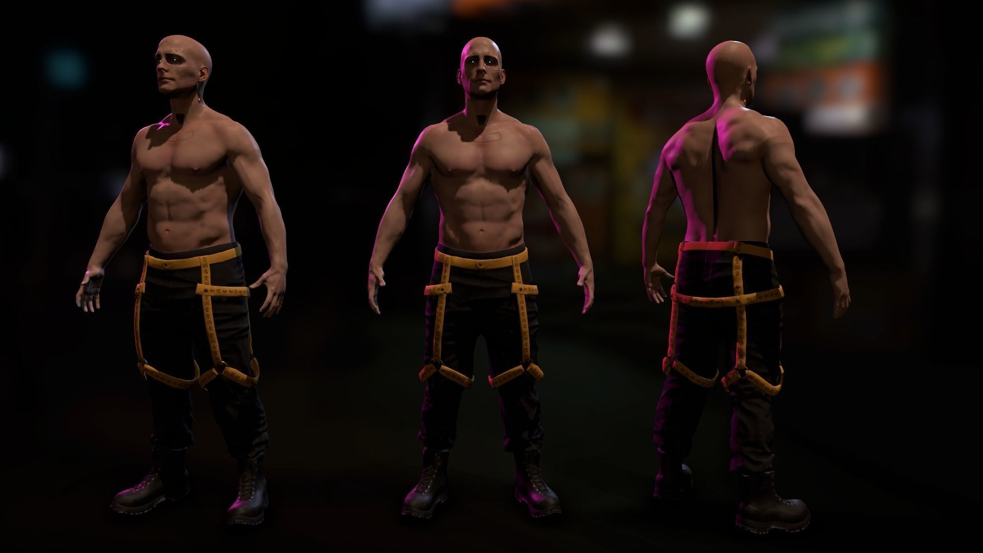 Cyberpunk Male Low-poly 3D model_6