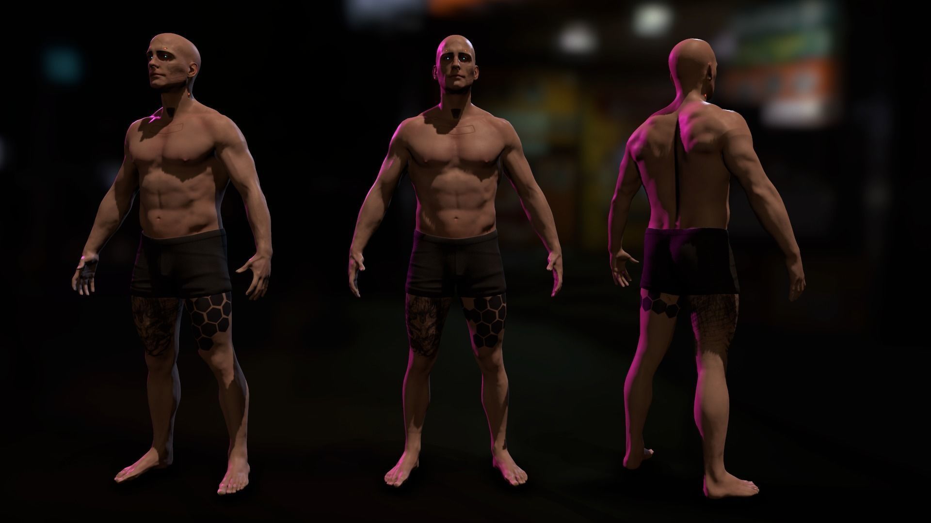 Cyberpunk Male Low-poly 3D model_9