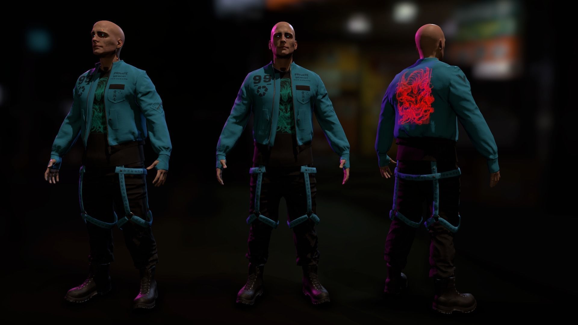 Cyberpunk Male Low-poly 3D model_3