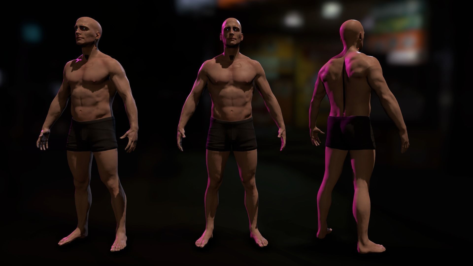 Cyberpunk Male Low-poly 3D model_10