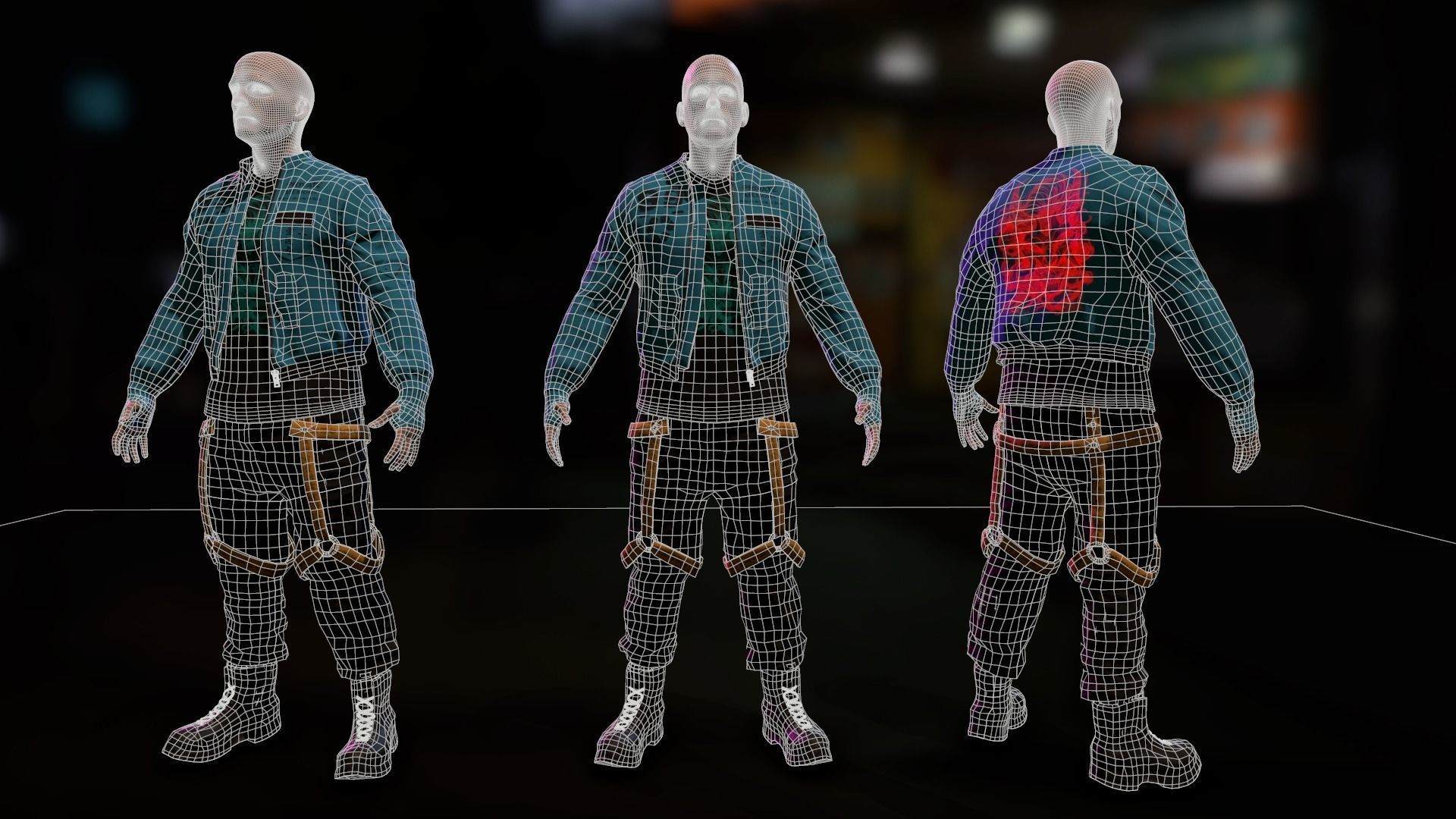 Cyberpunk Male Low-poly 3D model_13