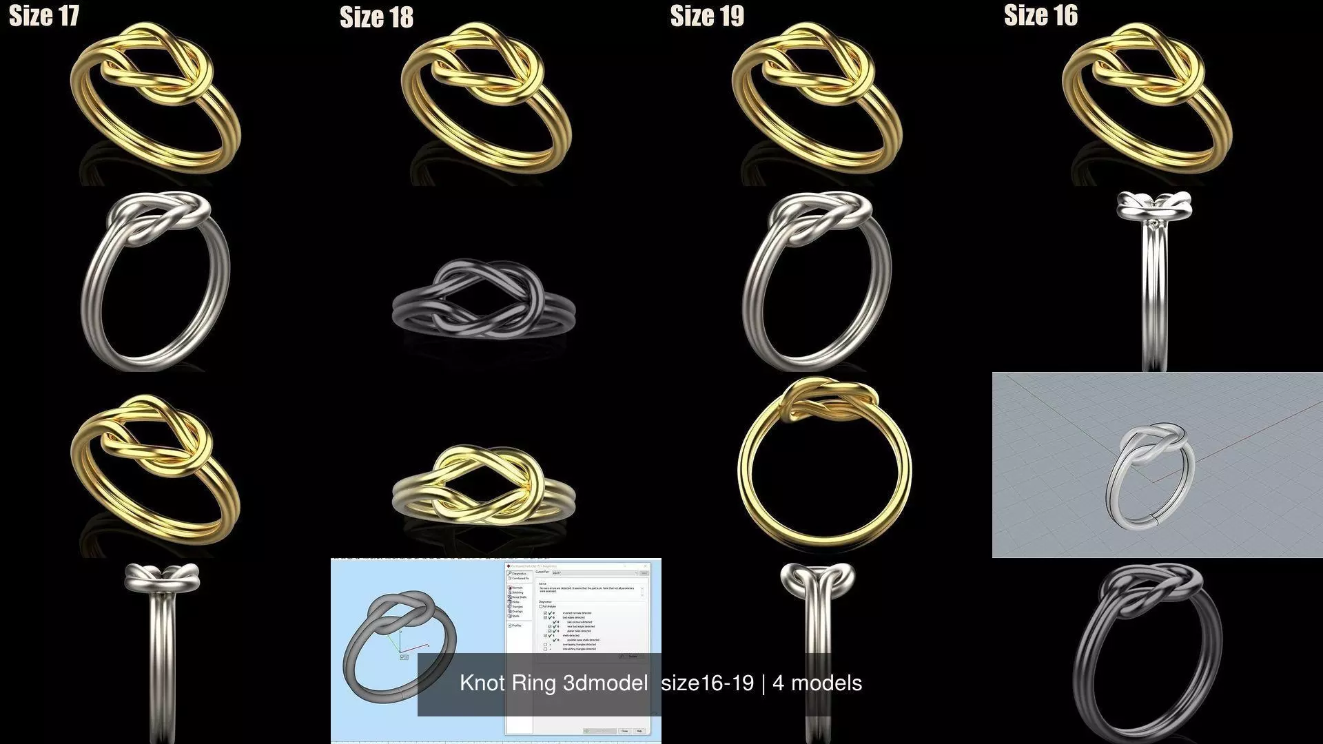 Knot Ring 3dmodel size16-19 3D Model Collection_0
