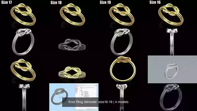 Knot Ring 3dmodel  size16-19