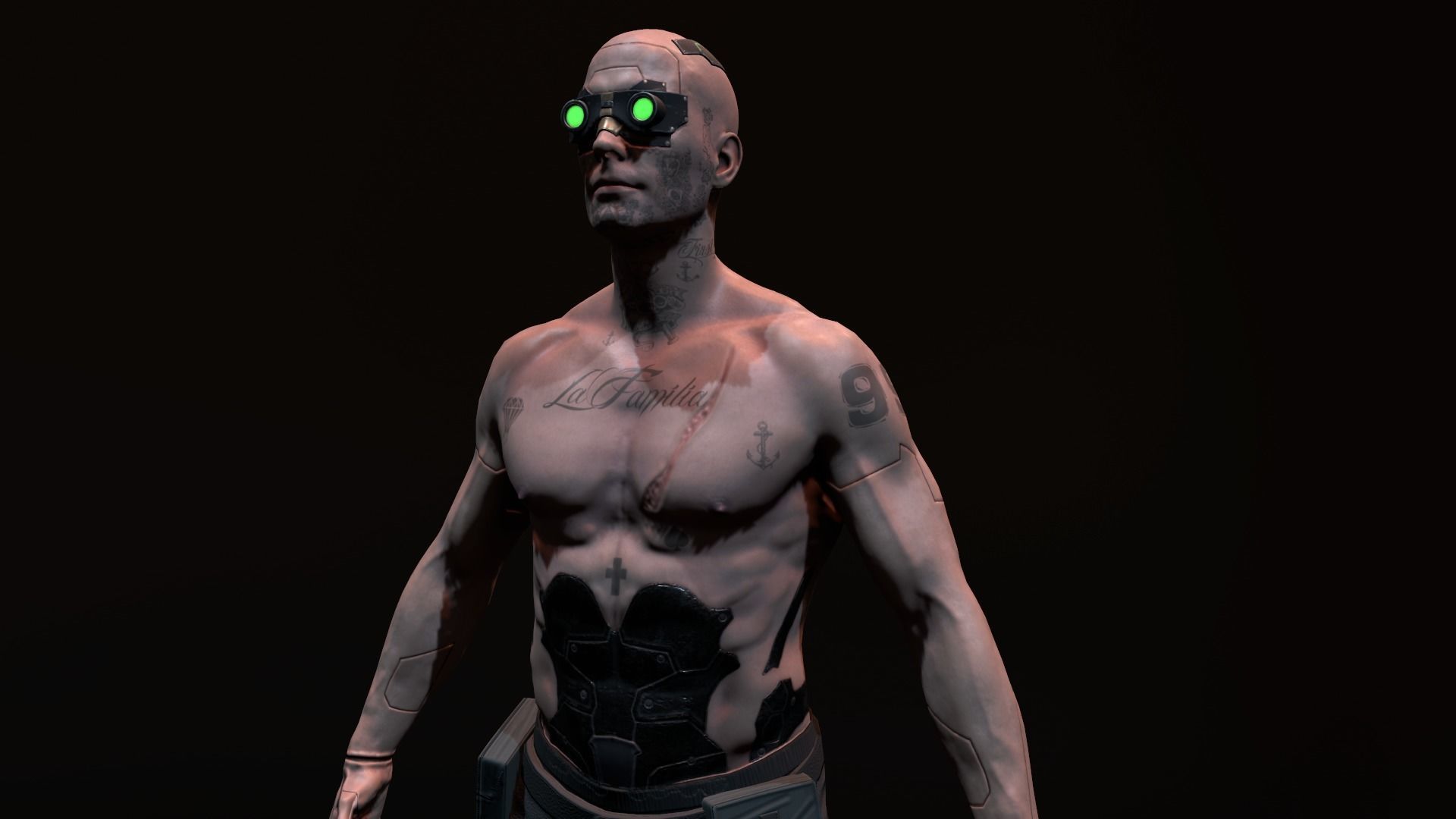 Cyberpunk Male Low-poly 3D model_6
