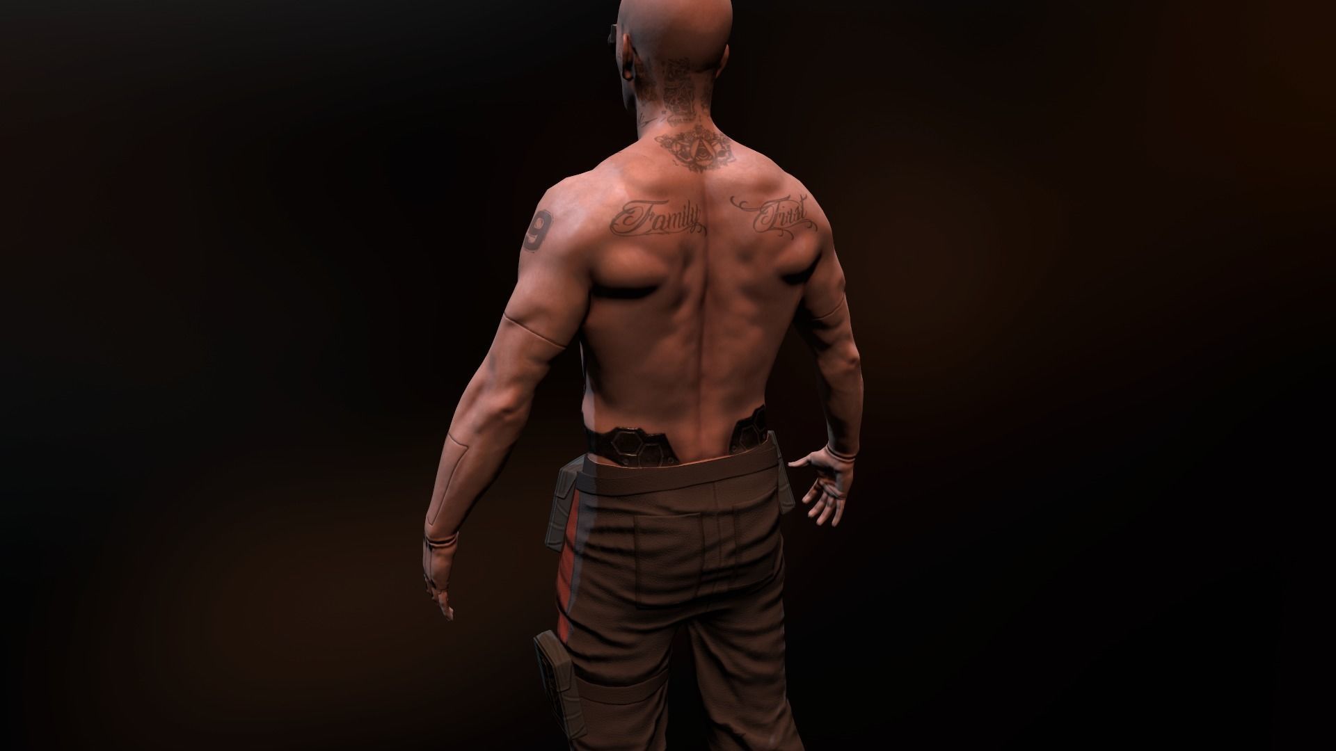 Cyberpunk Male Low-poly 3D model_7