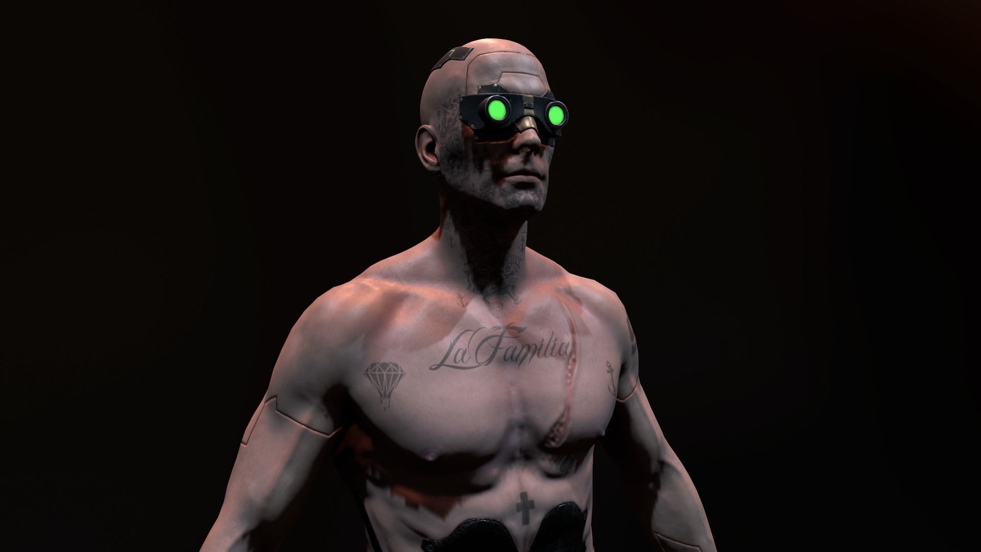 Cyberpunk Male Low-poly 3D model_5