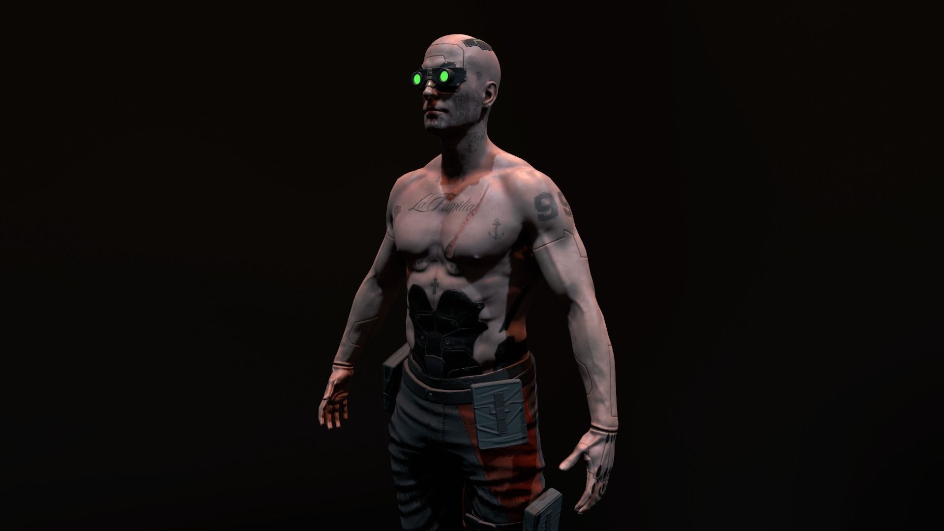 Cyberpunk Male Low-poly 3D model_12