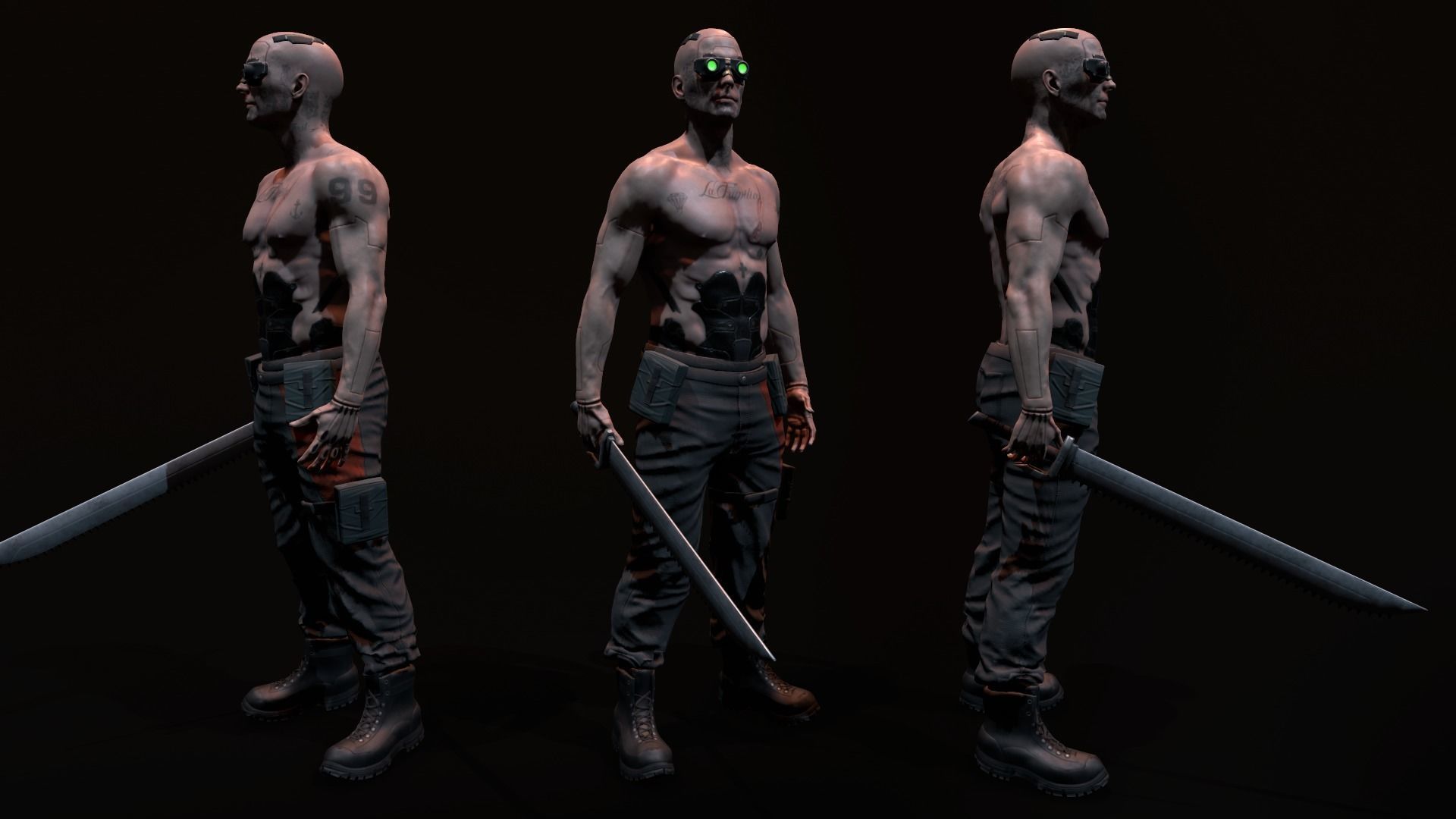 Cyberpunk Male Low-poly 3D model_1