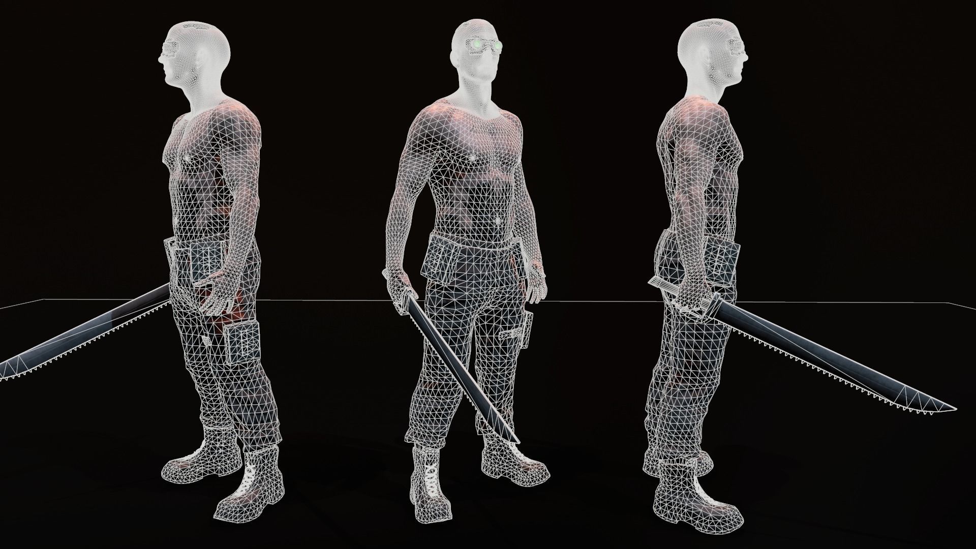 Cyberpunk Male Low-poly 3D model_2