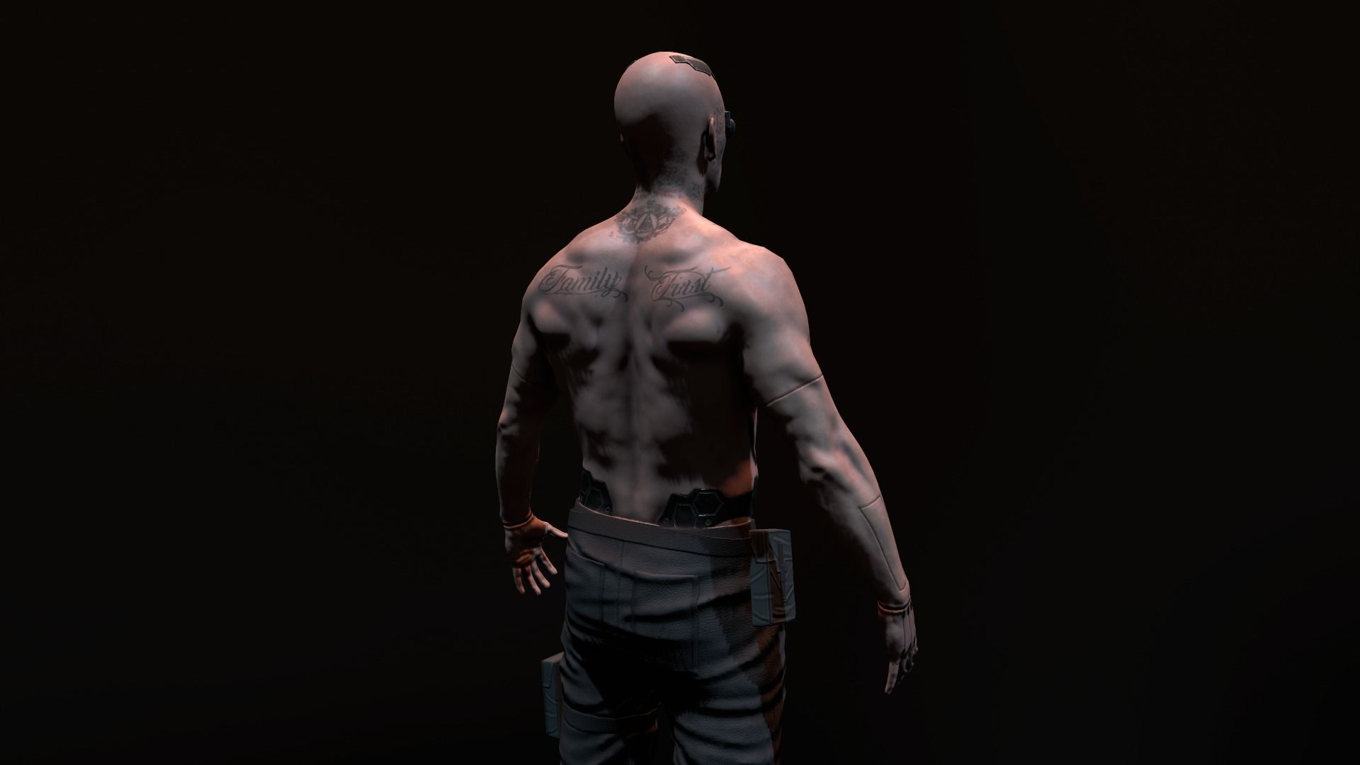 Cyberpunk Male Low-poly 3D model_10
