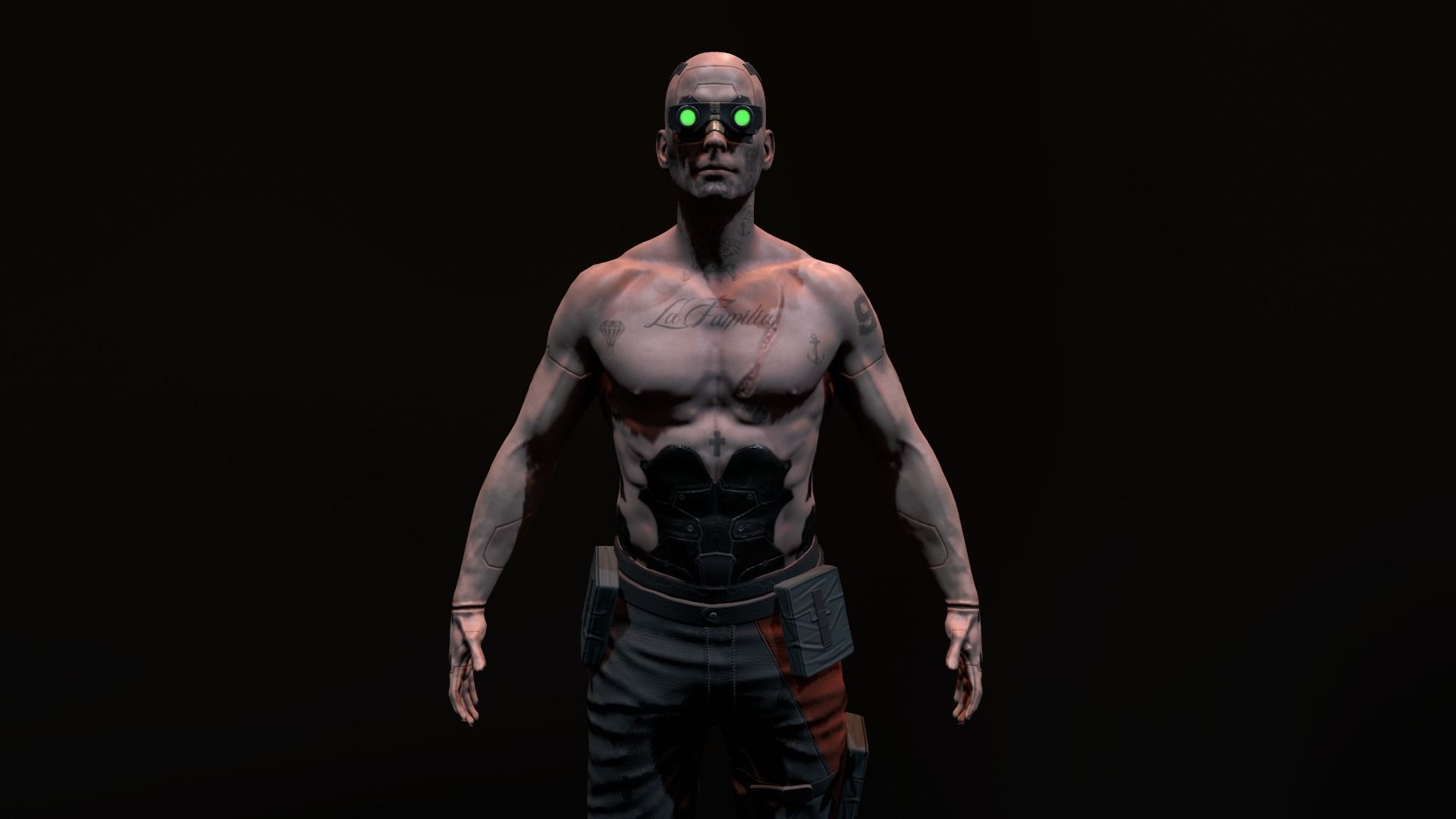 Cyberpunk Male Low-poly 3D model_8