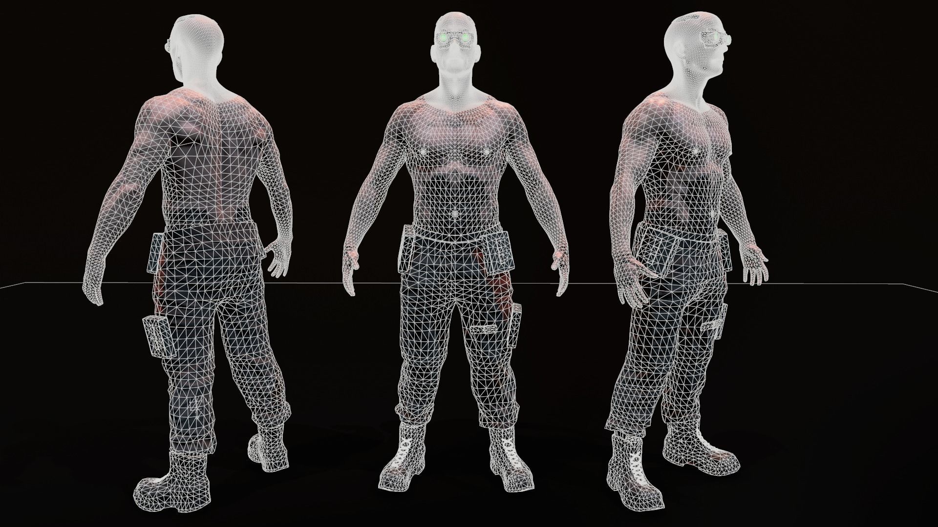 Cyberpunk Male Low-poly 3D model_4