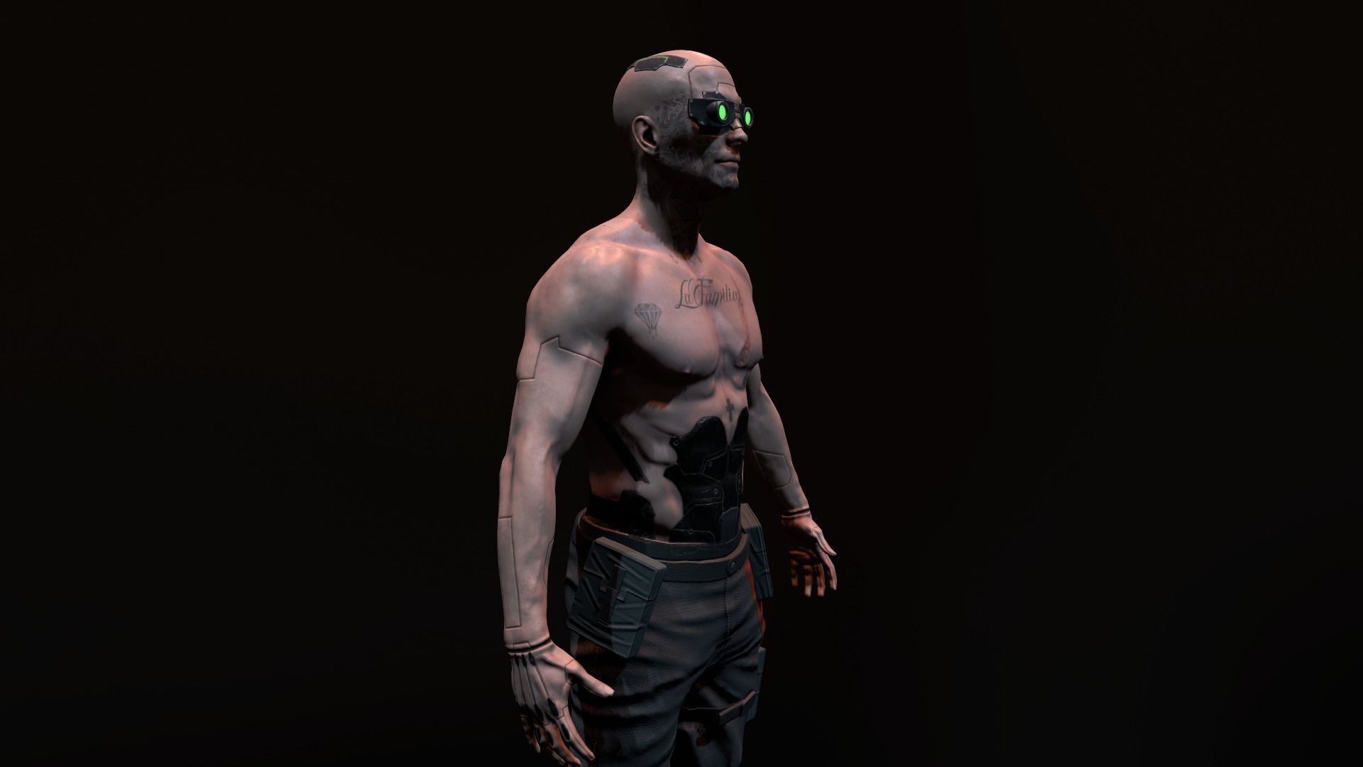 Cyberpunk Male Low-poly 3D model_9