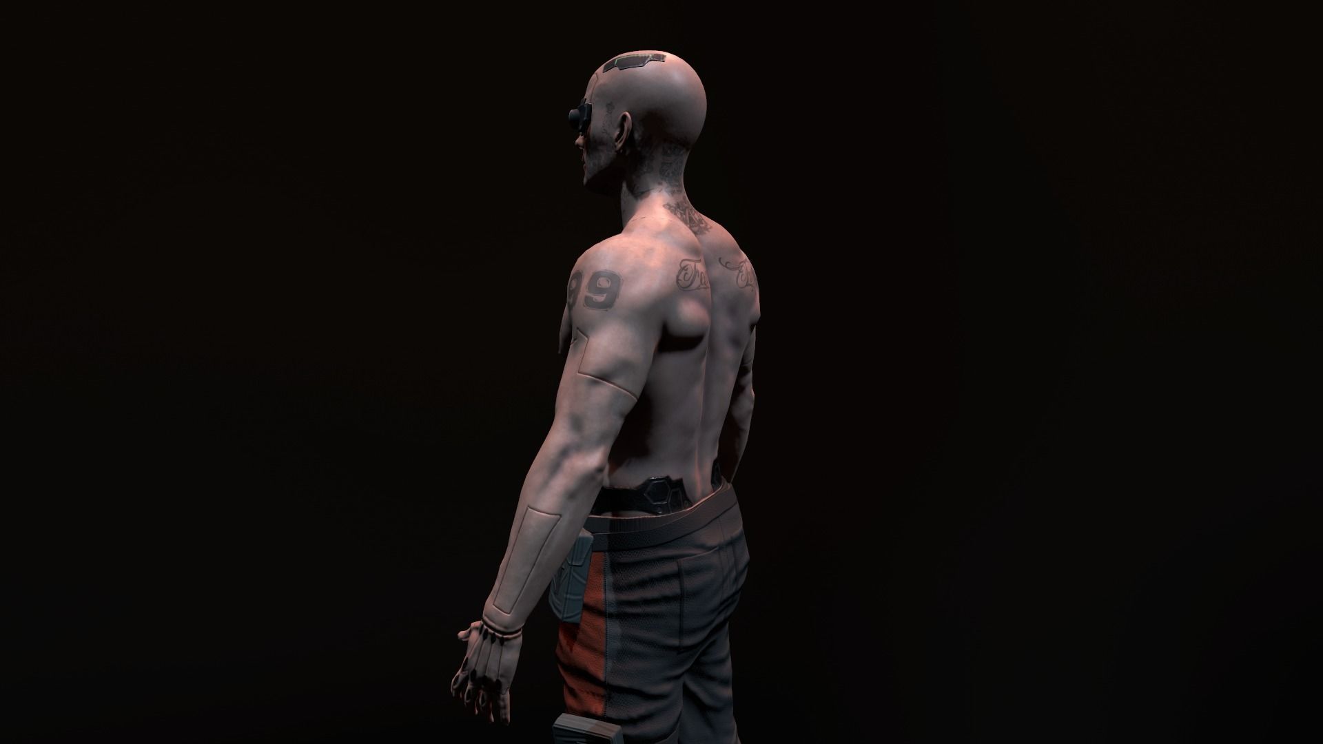 Cyberpunk Male Low-poly 3D model_11