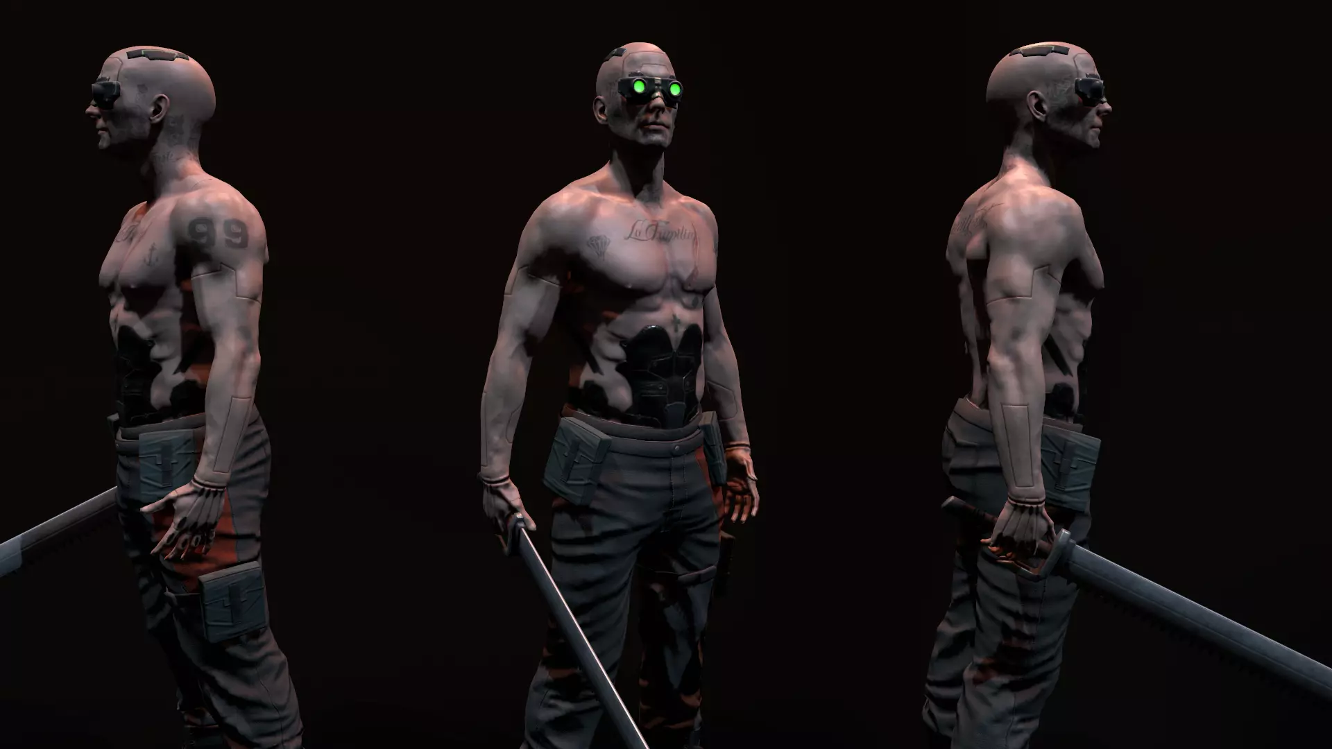 Cyberpunk Male Low-poly 3D model_0