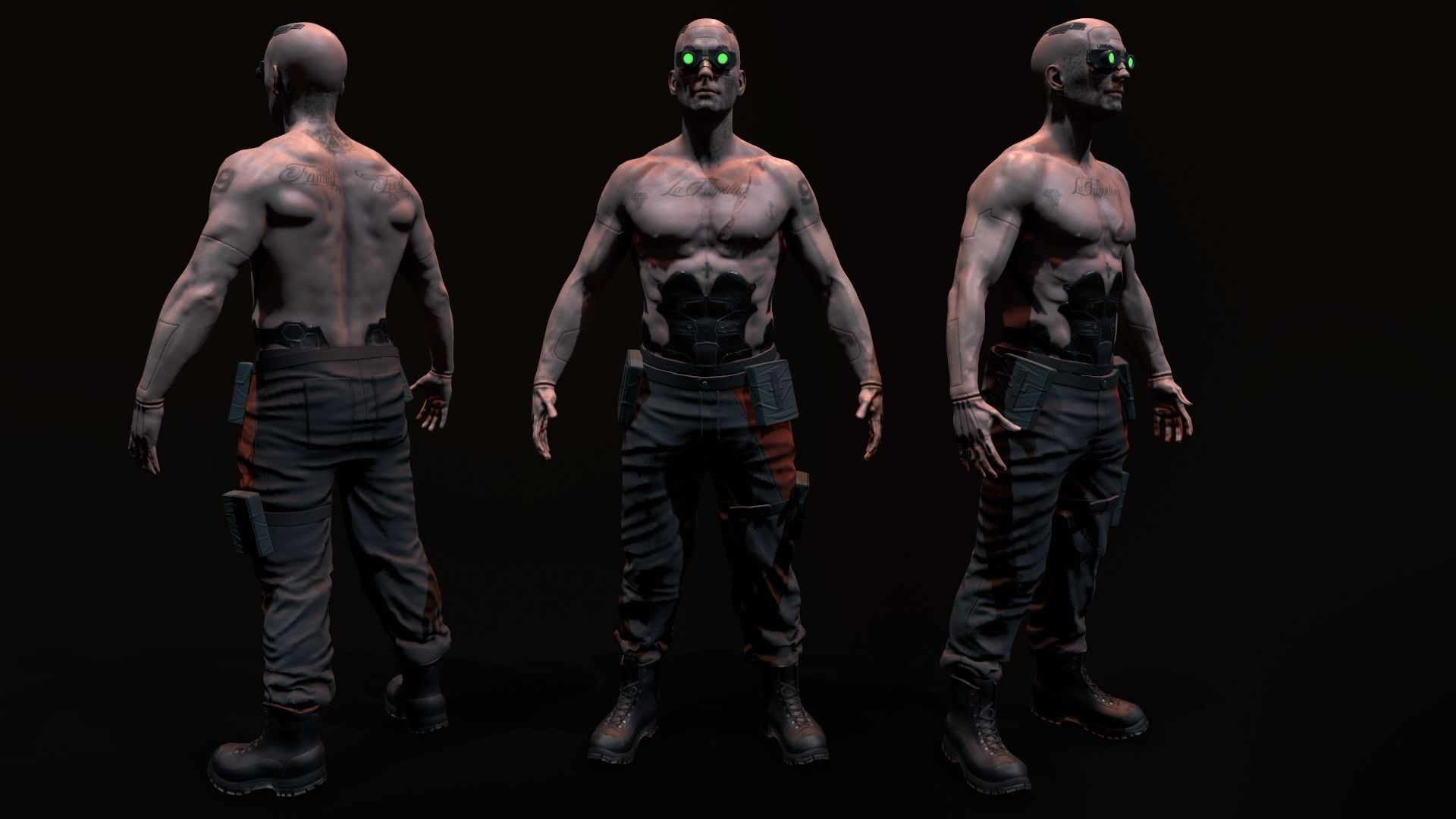 Cyberpunk Male Low-poly 3D model_3