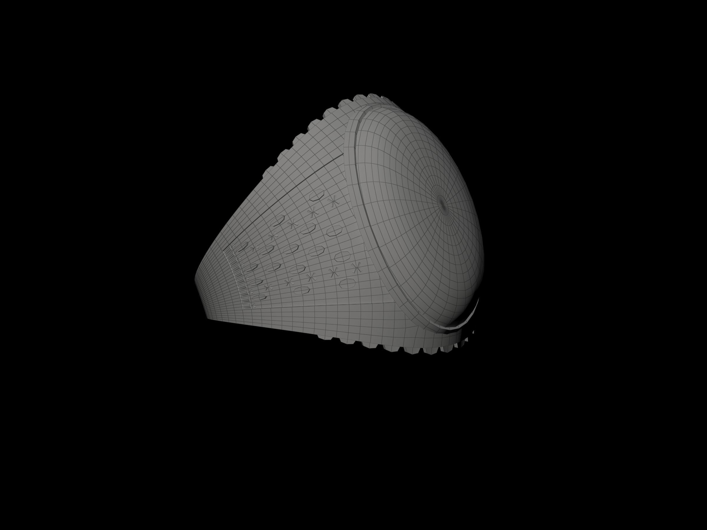 Arabic style silver ring with gemstone - Gemstone Ring 3D model_4