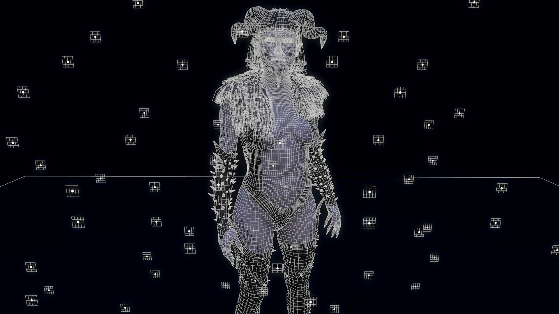 Succubus girl in night sky Low-poly 3D model_12