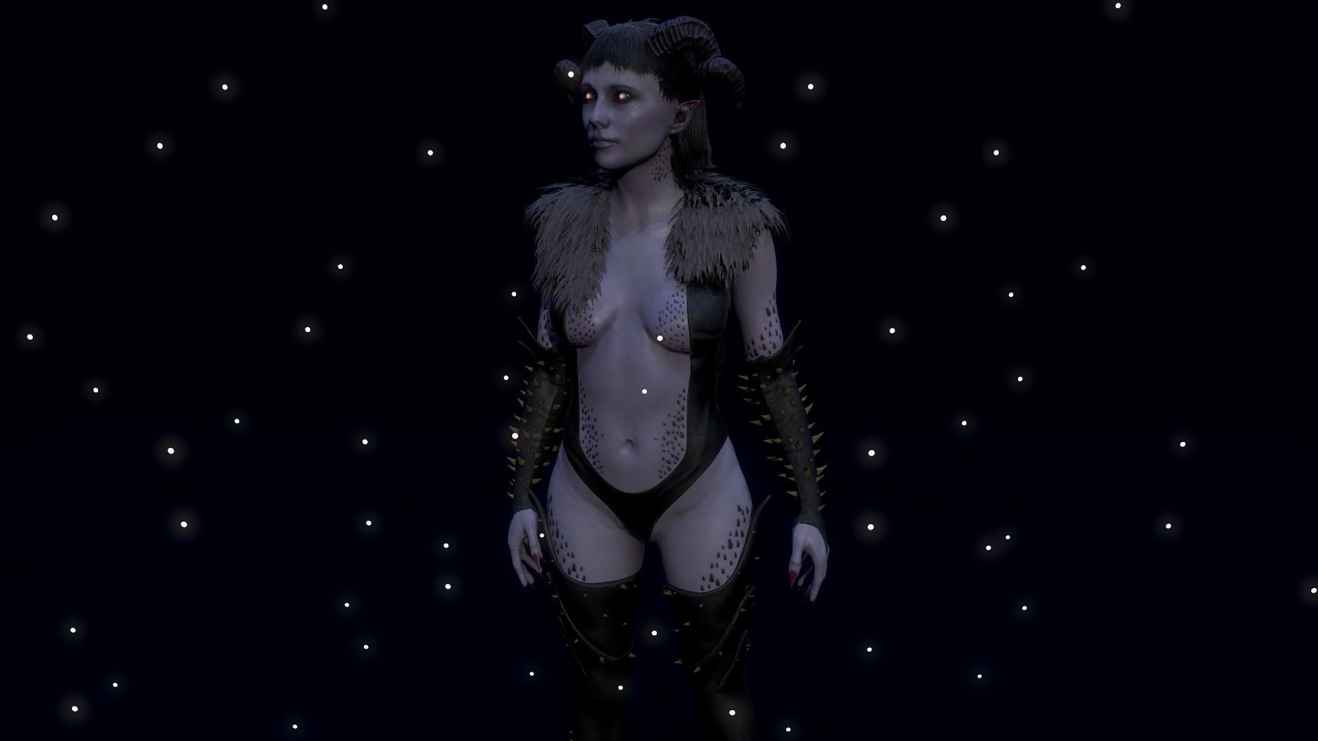 Succubus girl in night sky Low-poly 3D model_11