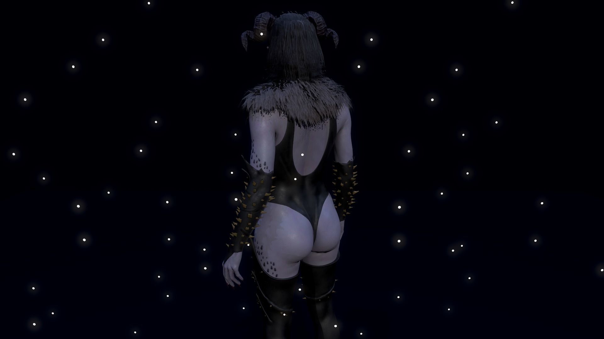 Succubus girl in night sky Low-poly 3D model_9