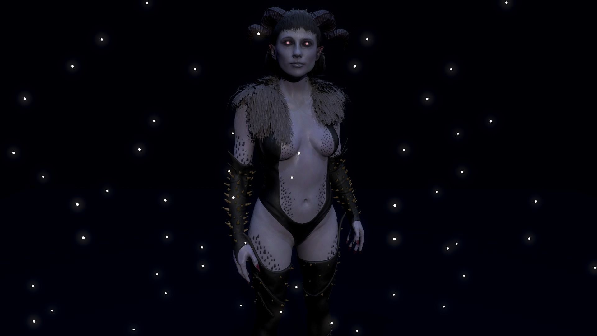 Succubus girl in night sky Low-poly 3D model_6