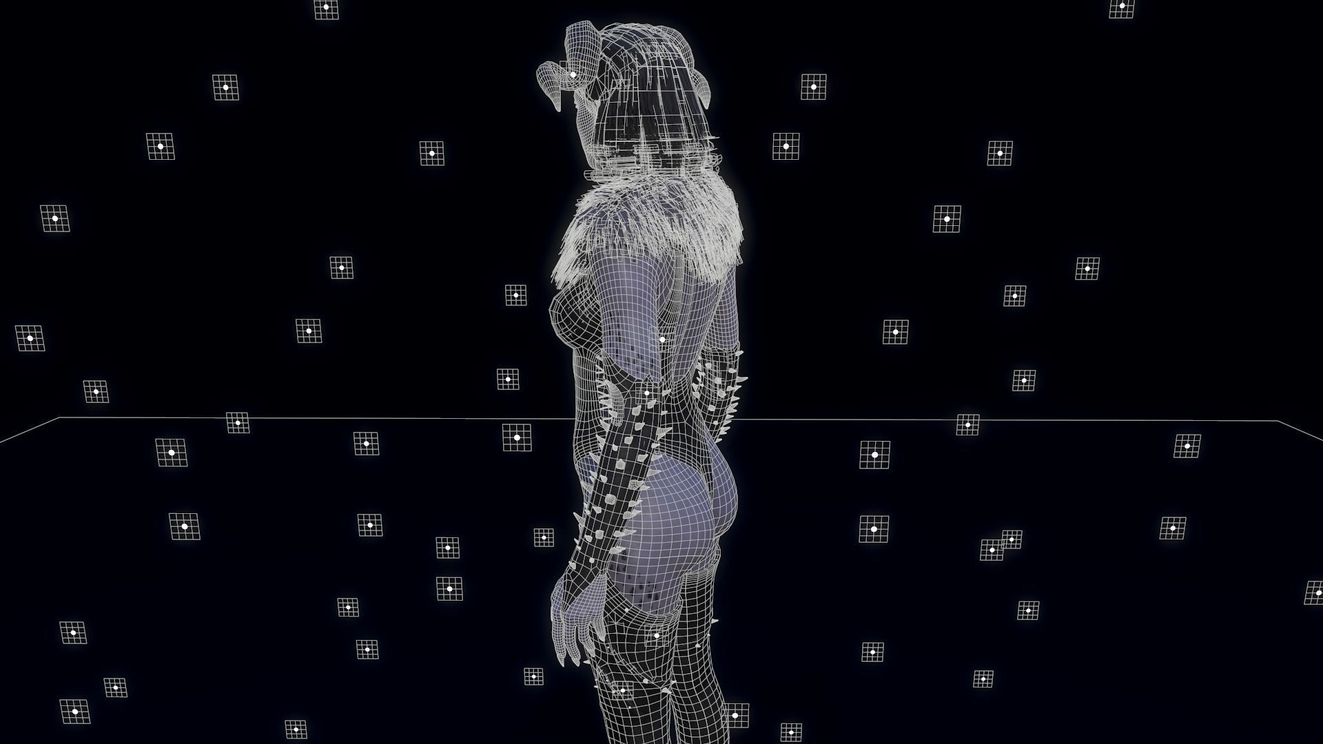 Succubus girl in night sky Low-poly 3D model_15