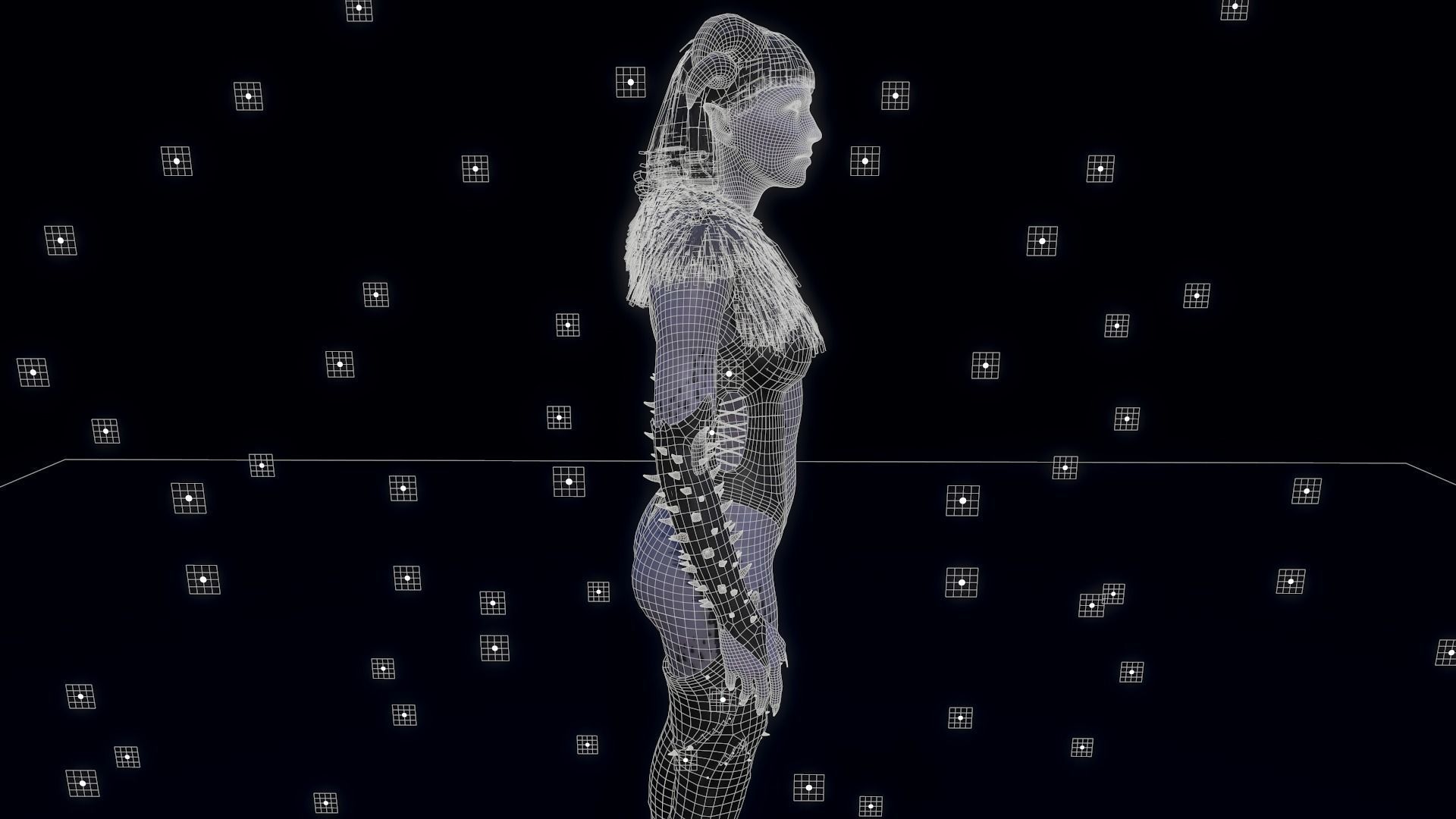 Succubus girl in night sky Low-poly 3D model_13