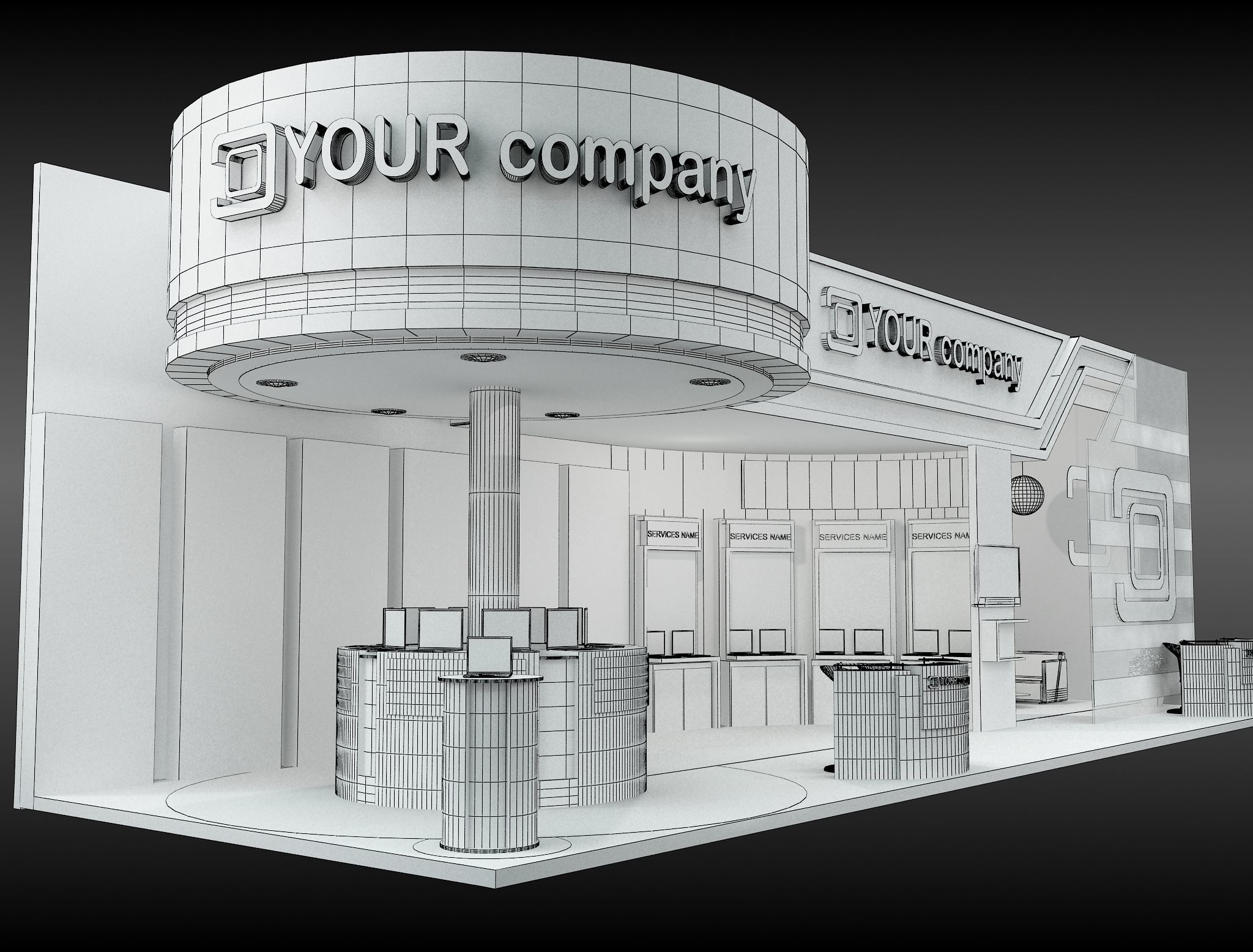 Booth Exhibition Stand a598b 3D model_9