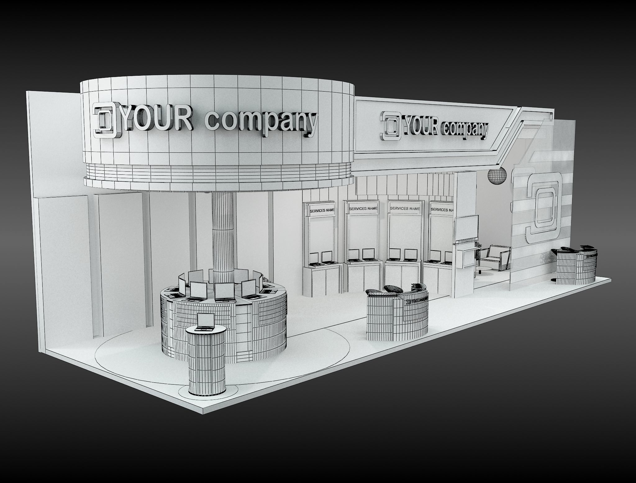 Booth Exhibition Stand a598b 3D model_1