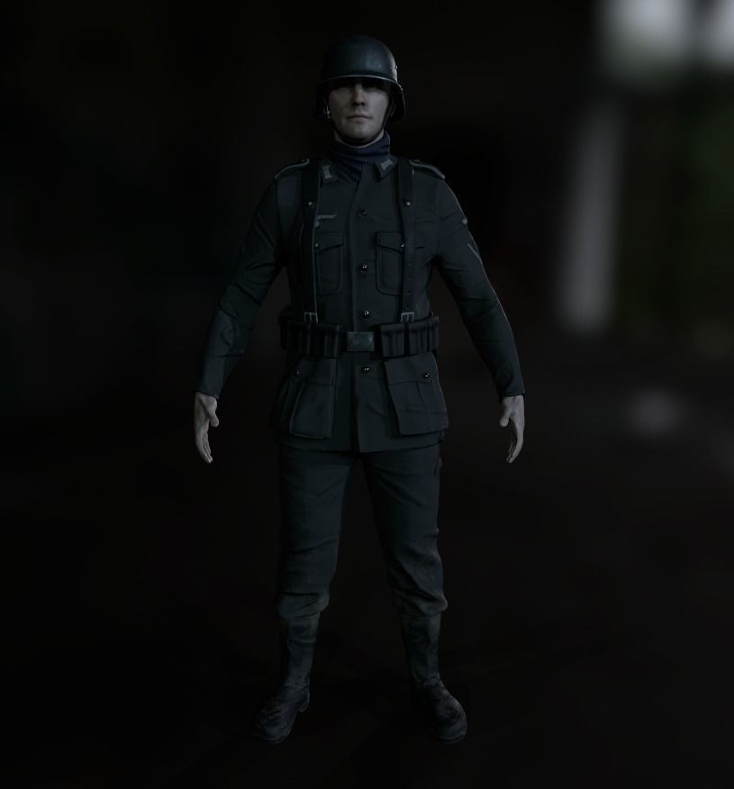 Wehrmacht soldier Low-poly 3D model_8